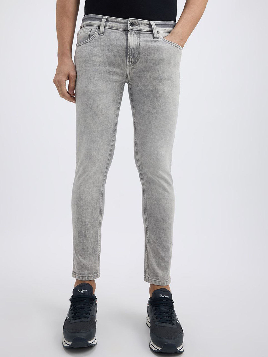 Pepe Jeans Men Oliver Skinny Fit Light Fade Stretchable Cropped Jeans