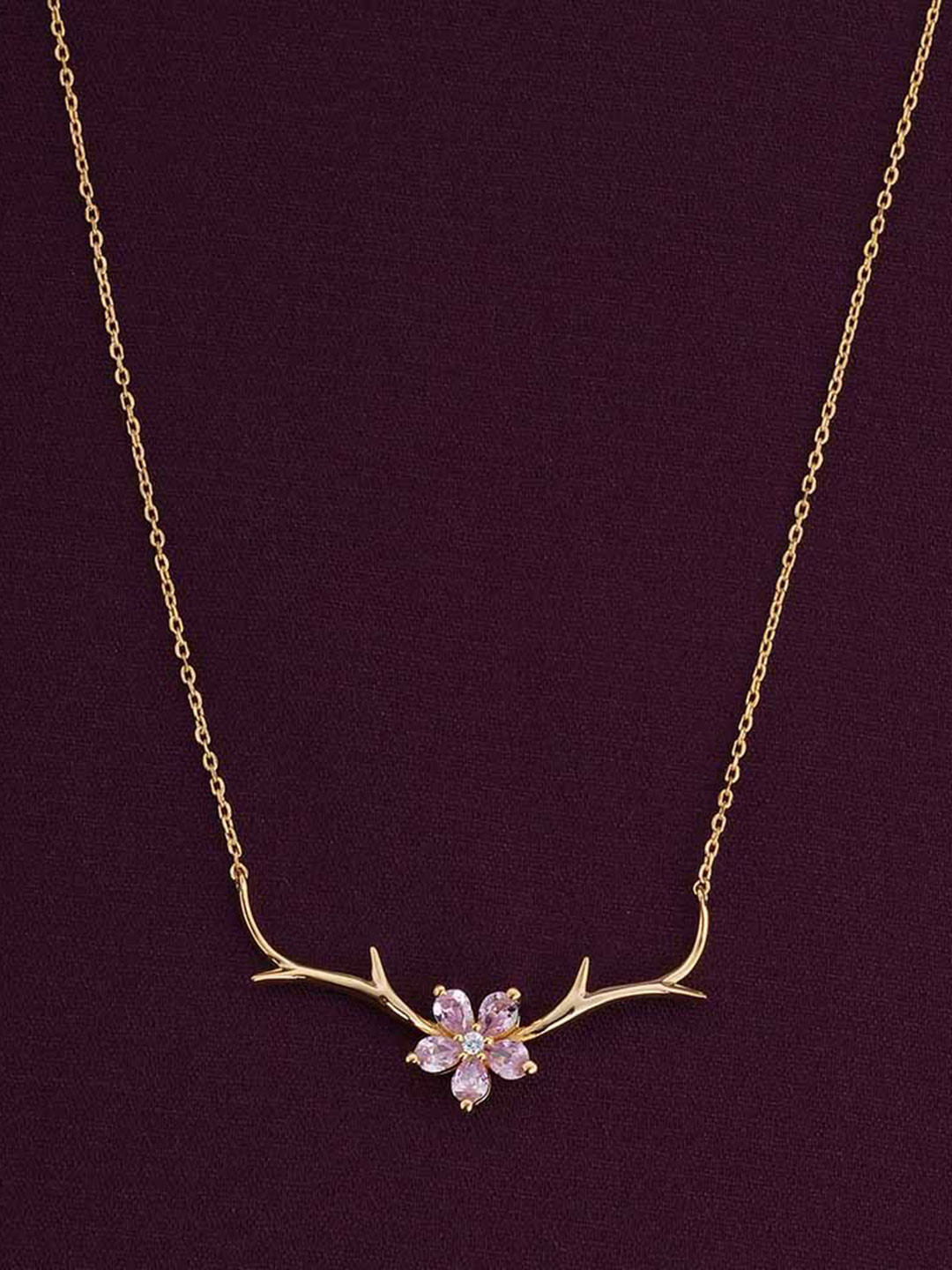 PALMONAS 18KT Gold-Plated Stainless Steel CZ-Stone Studded Cherry Flower Chain