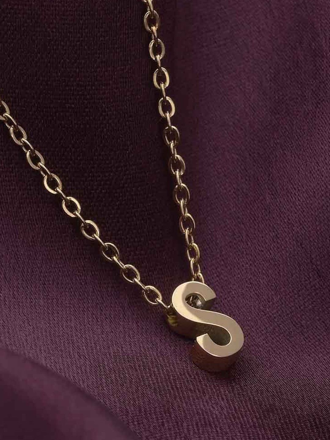 PALMONAS 18K Gold-Plated Stainless Steel S Small Letter Minimal Chain