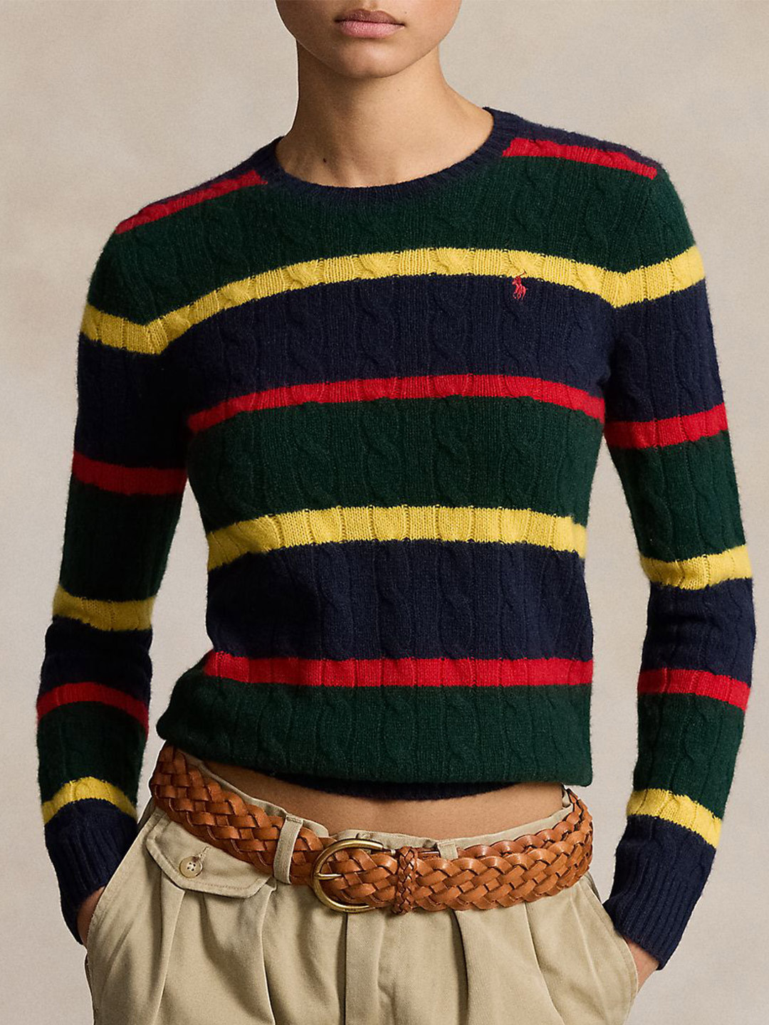 Polo Ralph Lauren Striped Cable-Knit Sweater