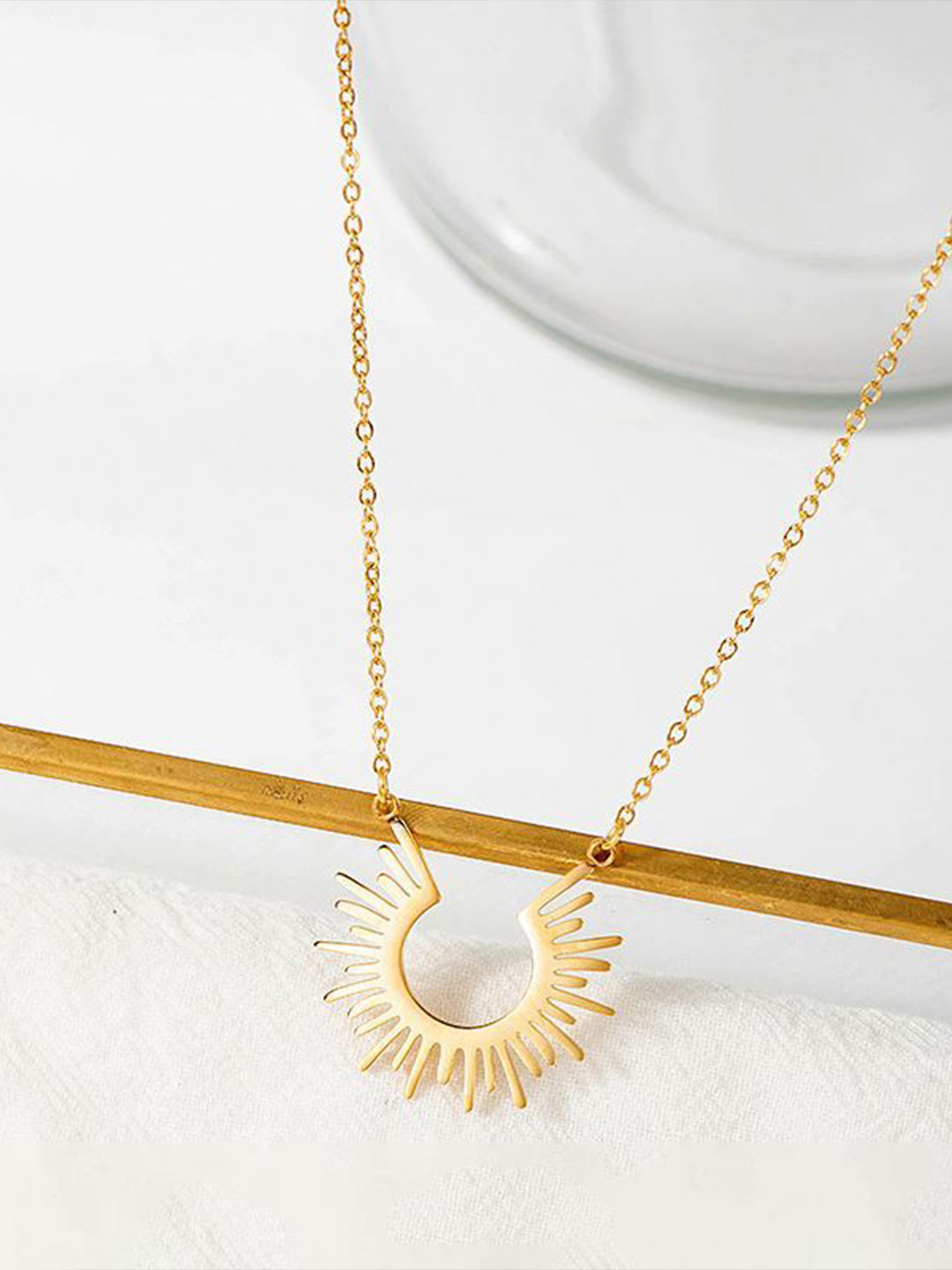 PALMONAS 18k Gold-Plated Sun Rays Stainless Steel Chain