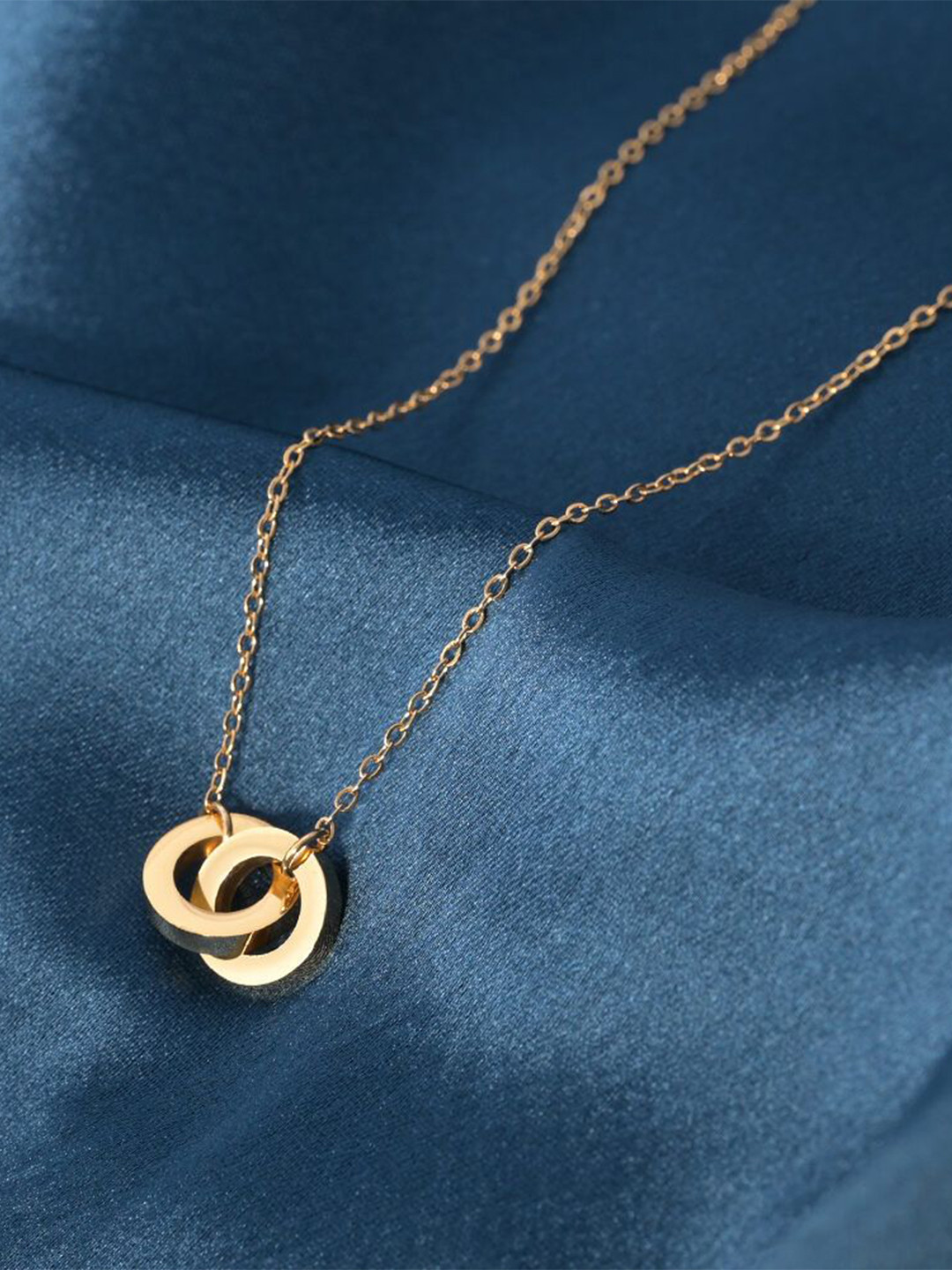 PALMONAS 18K Gold-Plated Stainless Steel Linked Circles Harmony Minimal Chain