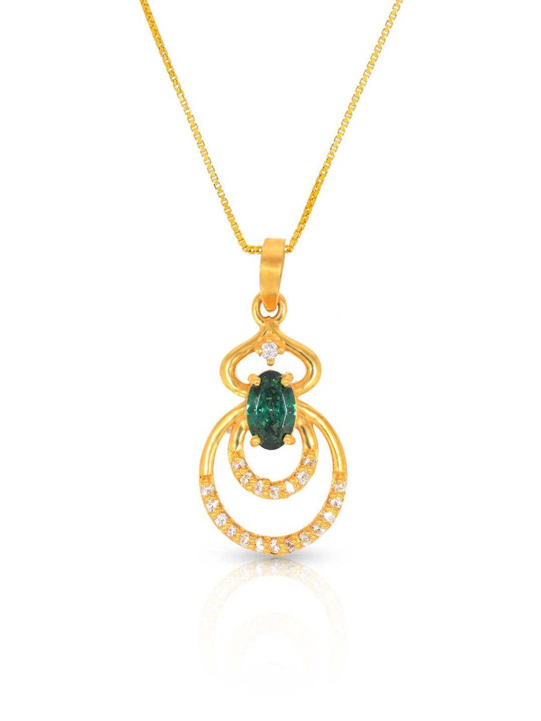 BHIMA Jewels 22K Hallmark 916 Purity Yellow Gold Dual Round Stone Pendant