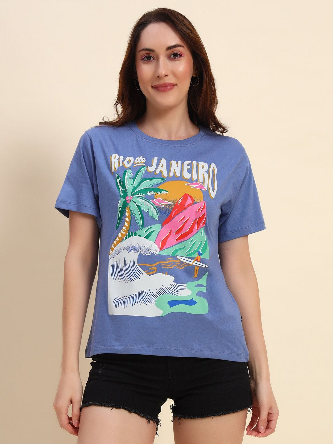 The Dry State Women Printed Raw Edge T-shirt