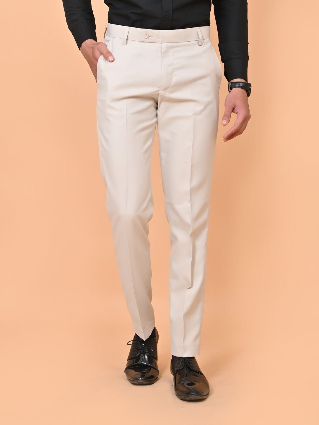 el cielo Men Relaxed Easy Wash Slim Fit Formal Trousers