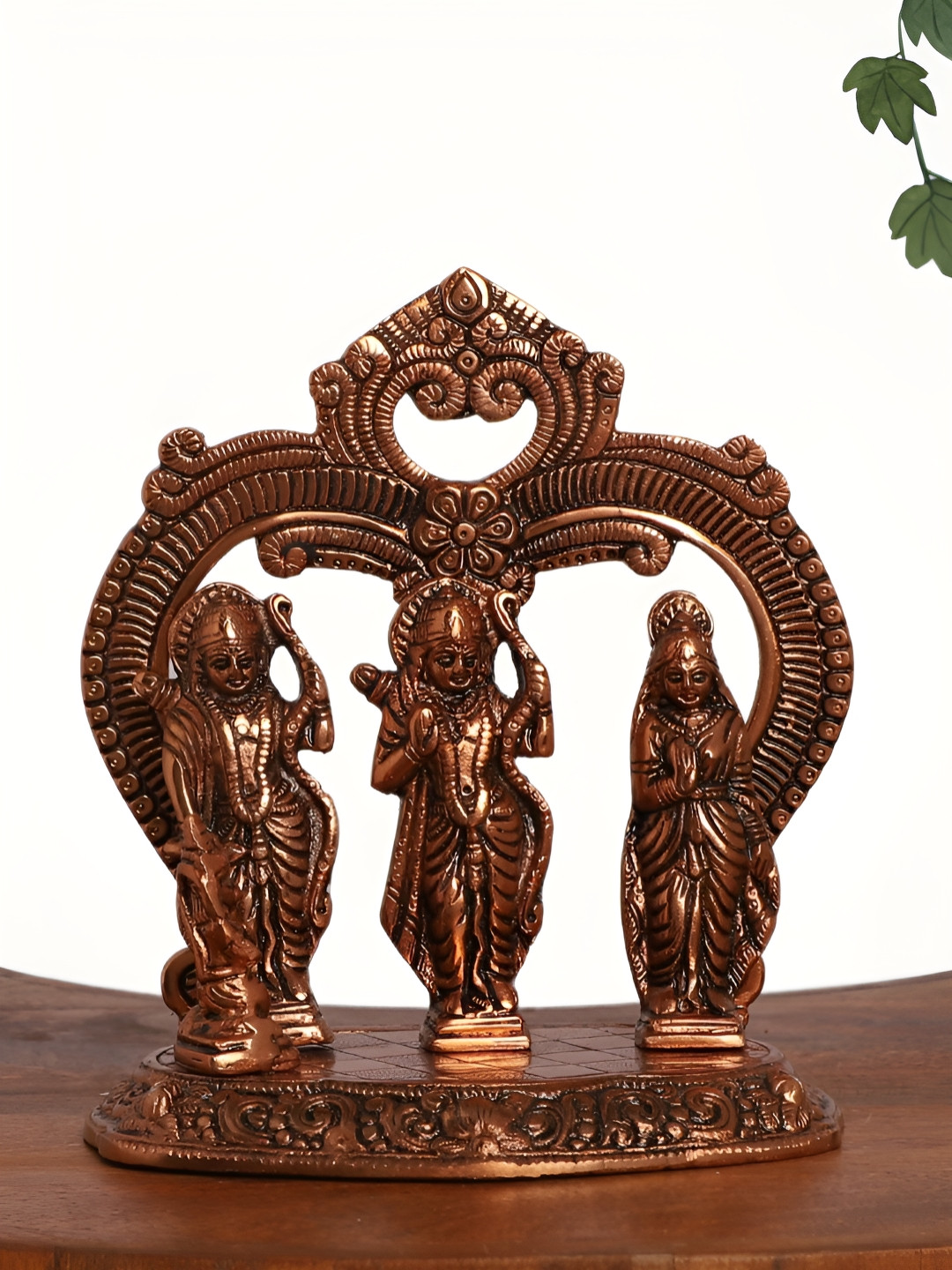 INTERNATIONAL GIFT Ram Darbar with Arch Frame Copper Polyresin Natural Prayer Room Medium Showpiece - 2.8 Inches