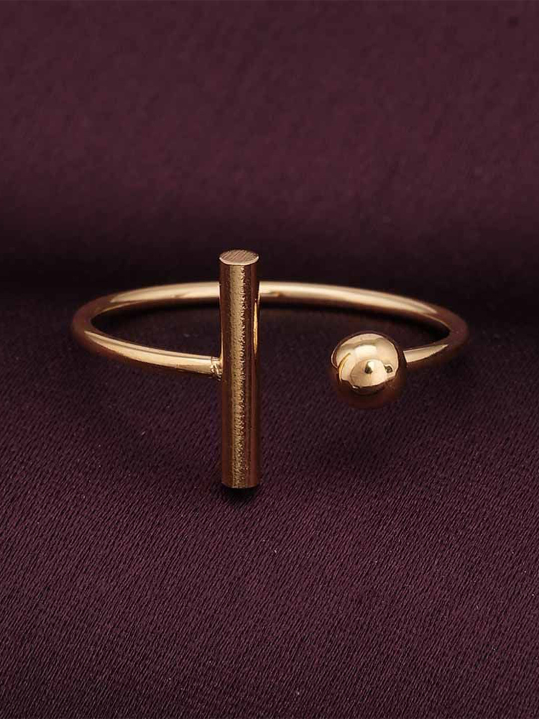 PALMONAS Gold-Plated Stainless Steel Circle End Ring