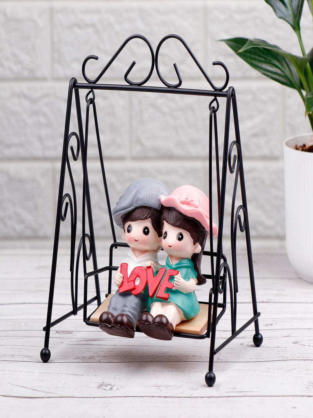 Archies Black Swing Of Love Couple Figurine Showpiece