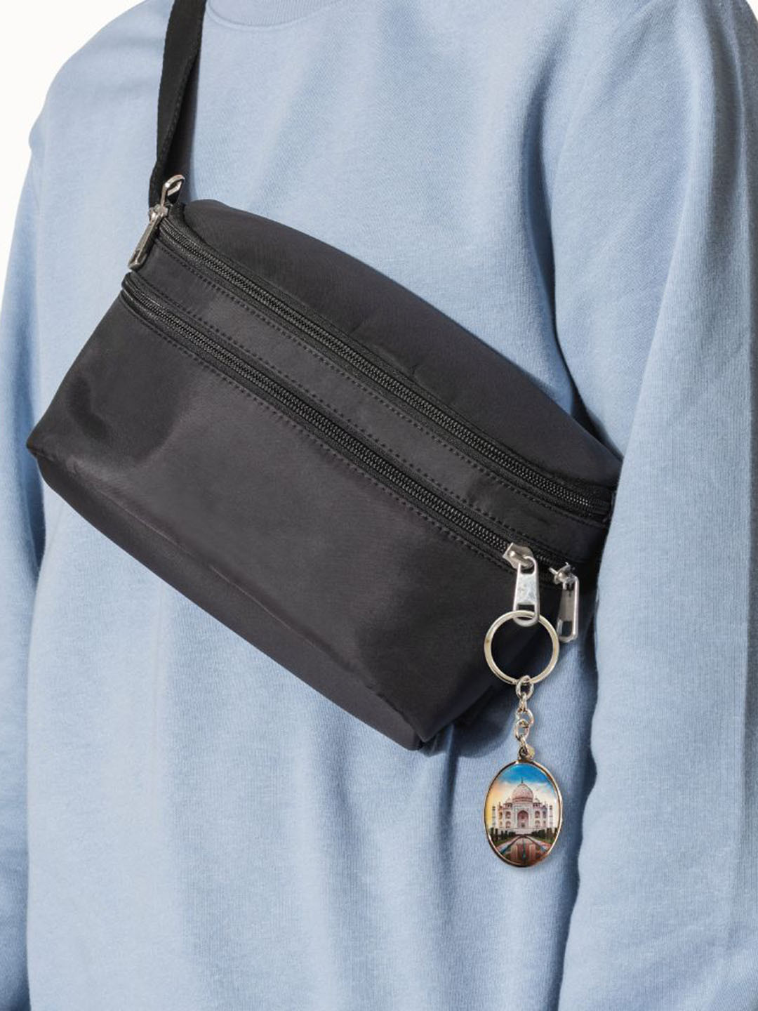 MAATIR DESIGNS Printed Taj Mahal Double Side Oval Keychain