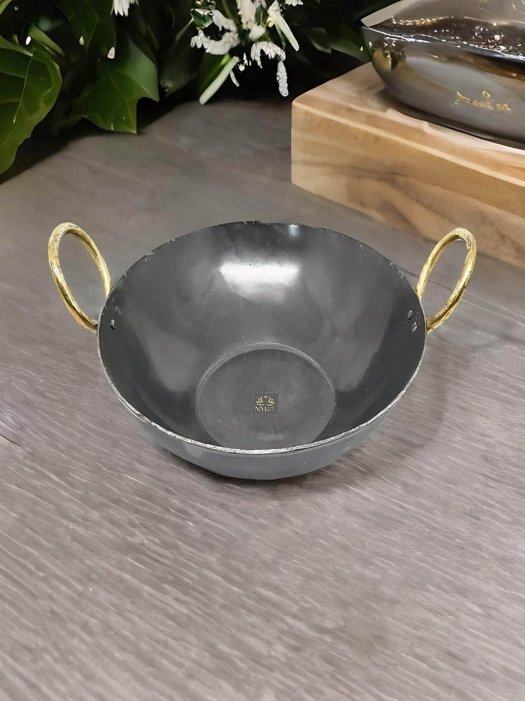 Nyra Kitchenware Black & Gold Toned Cast Iron Serving Kadhai