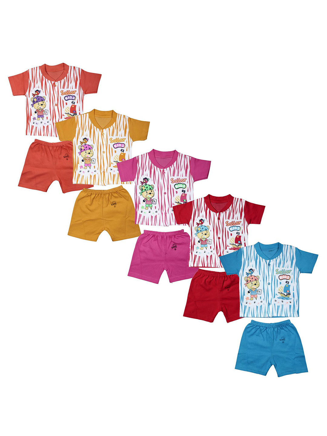 JUST TRY FASHION Kids Pack Of 2 Printed Pure Cotton T-Shirts With Shorts