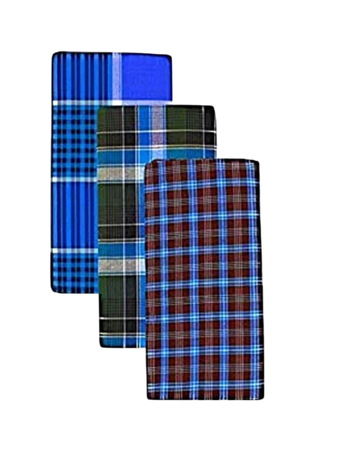 Suman Tex Men Pack Of 3 Checked Pure Cotton Lungi