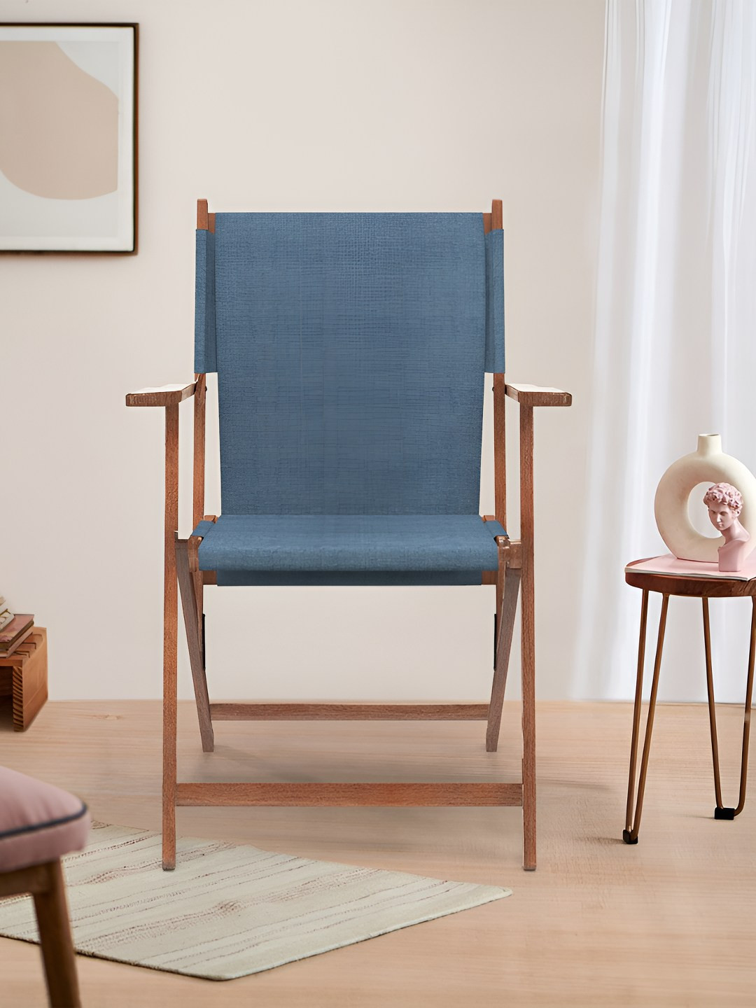 Chumbak Blue & Brown Sailor Bistro Folding Chair