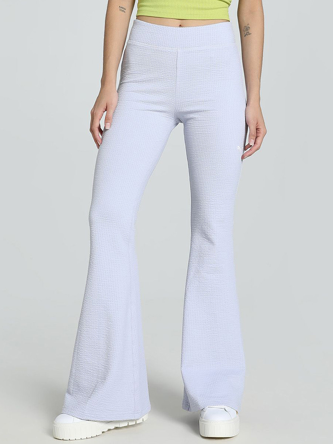 Puma Dare To Women Textured Skinny-Fit Flared Trousers