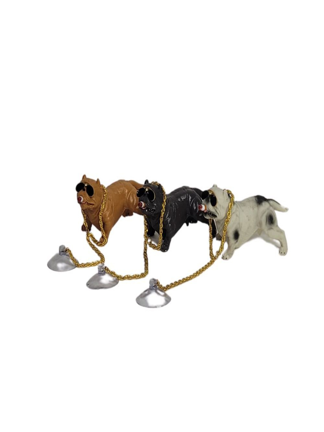 Wonderland Decorative Bulldog Black Wood Natural Living Room Set of 3 Medium Showpieces - 3 Inches