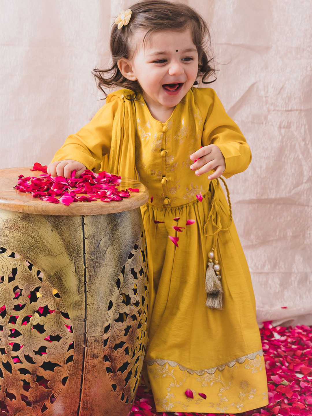 Tiber Taber Noor Girls Woven Design Brocade Ready to Wear Lehenga & Blouse With Dupatta