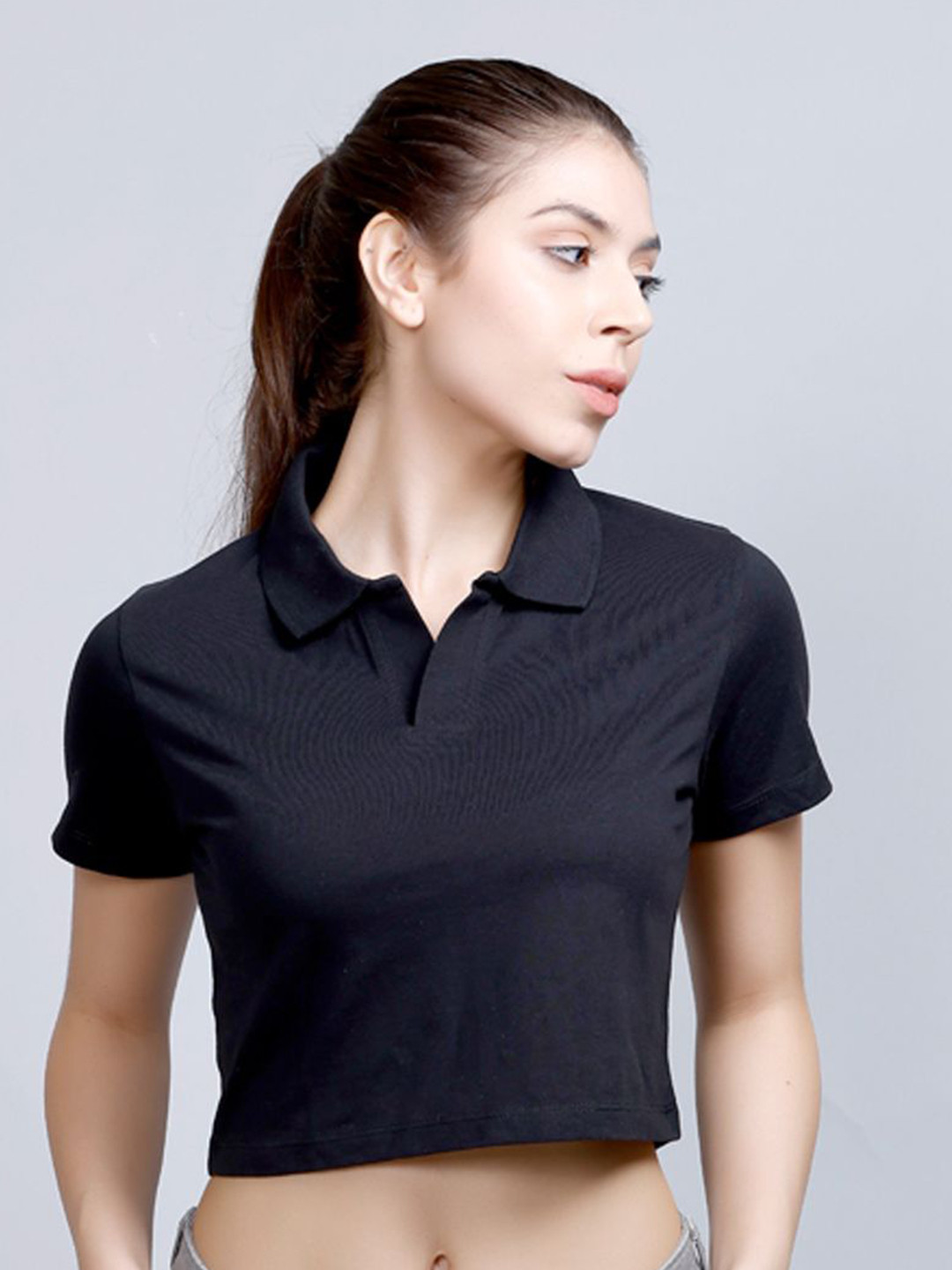 MX Miazi Xchange Women Cotton Shirt Style Crop Top