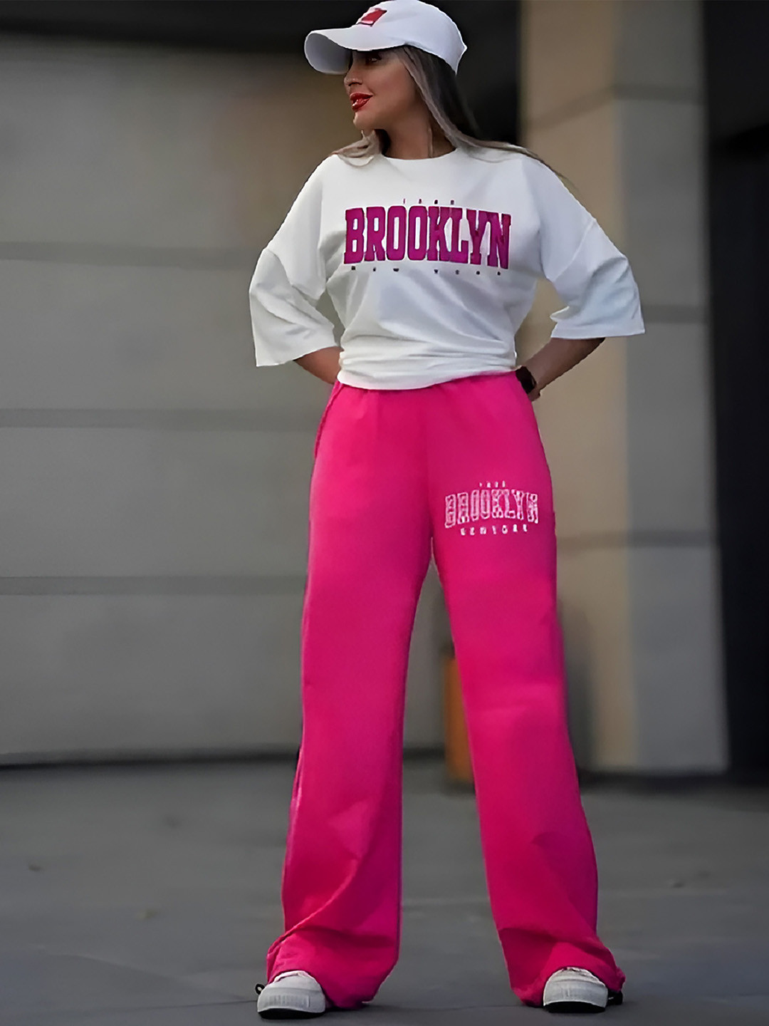 My Swag Typography Printed Loose Fit T-Shirt With Trouser