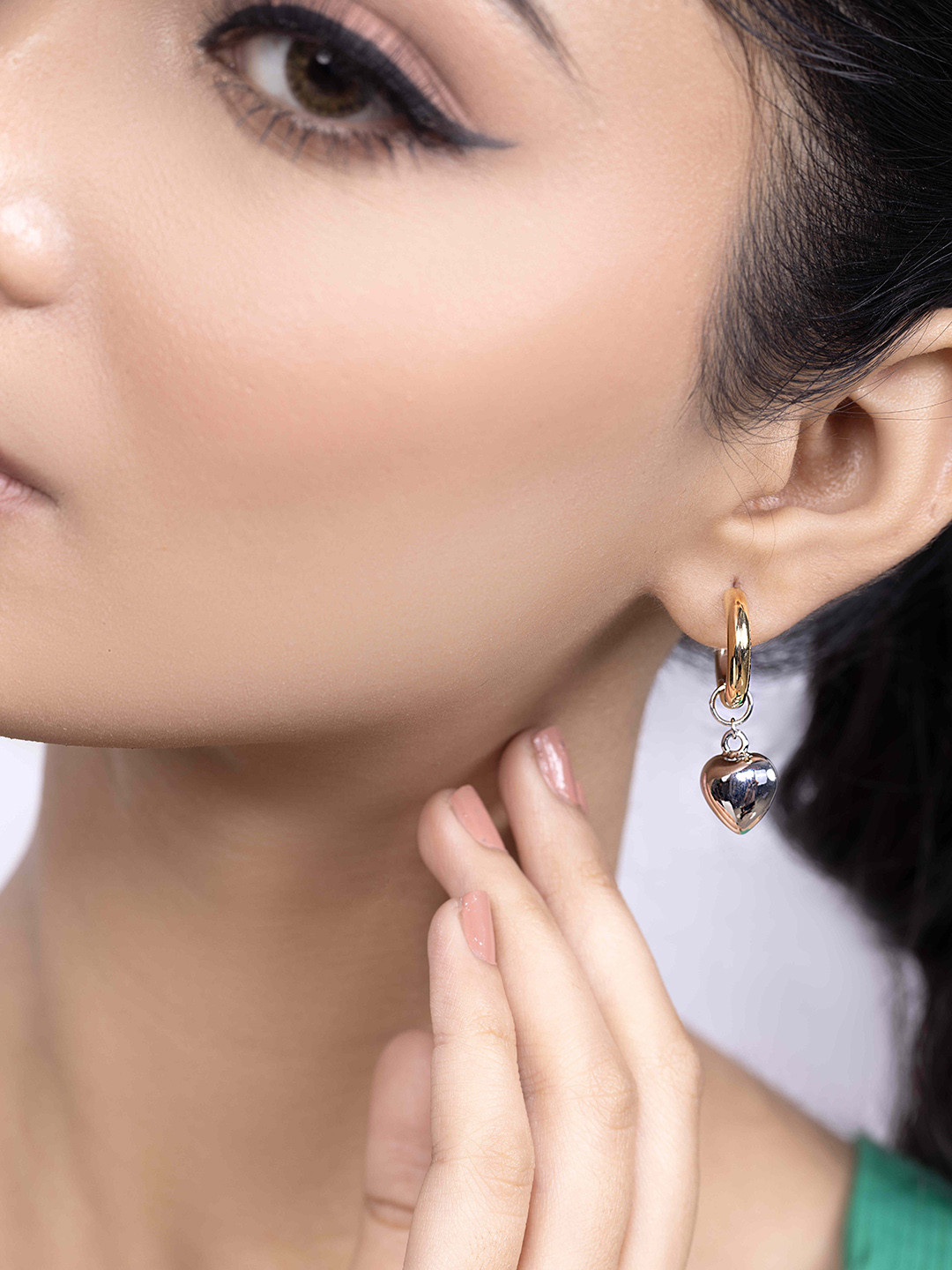 KAORI BY SHREYA AGARWAL  Stainless Steel Gold-Plated Heart Shaped Drop Earrings