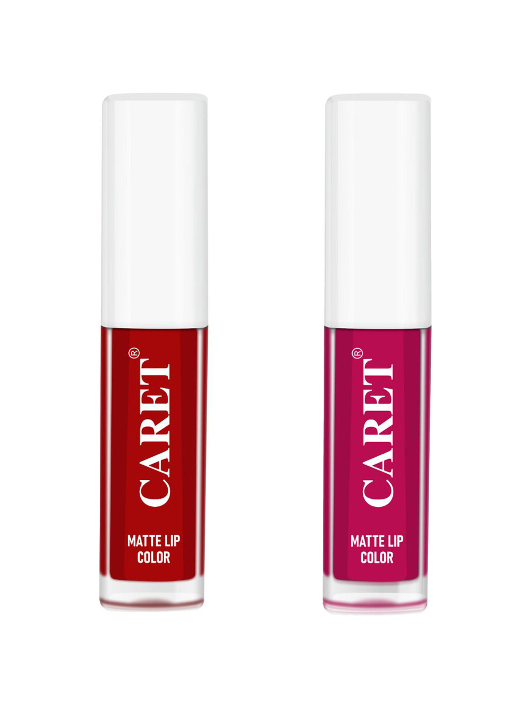 CARET ORGANIC Set Of 2 Long Stay Matte Liquid Lipstick - 2 ml Each - Red 02-Bold Pink 05