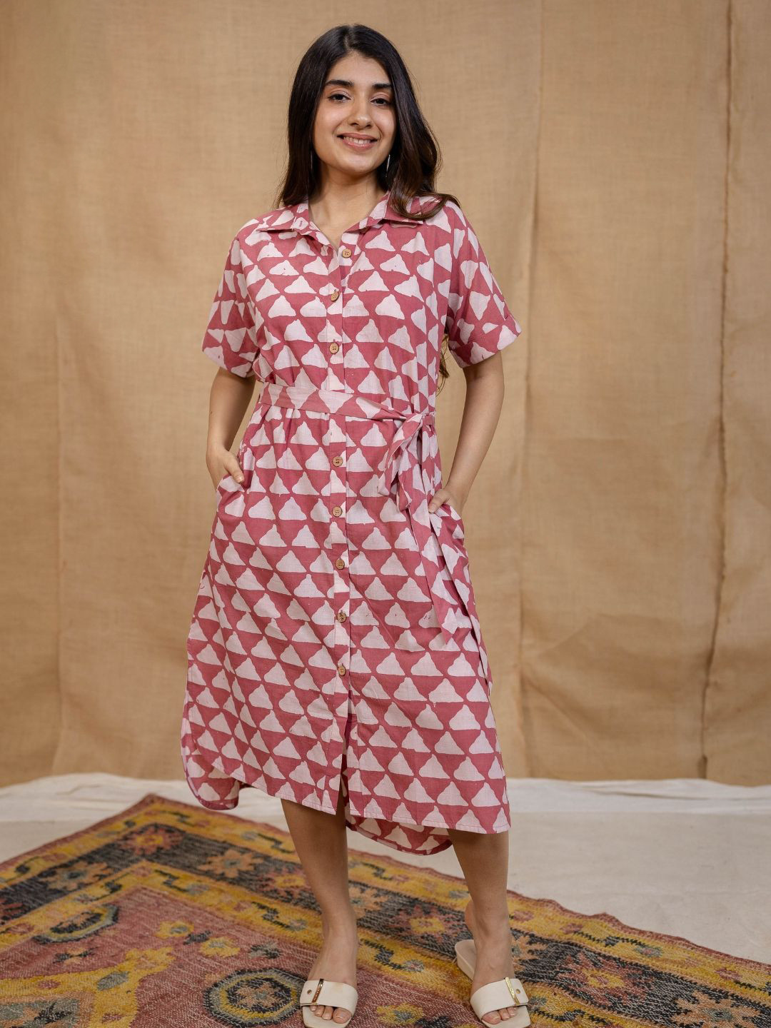 THE INDIAN ETHNIC CO Straight Batik Cotton Dress
