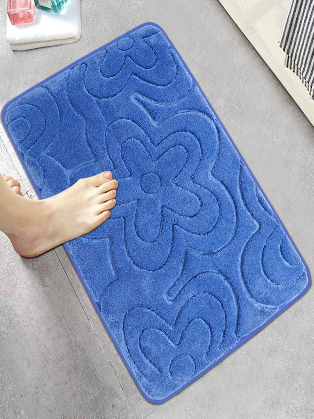 HOKIPO Royal Blue Soft Microfiber Water Absorbing Bathroom Mat Large 50x80cm AR-3645