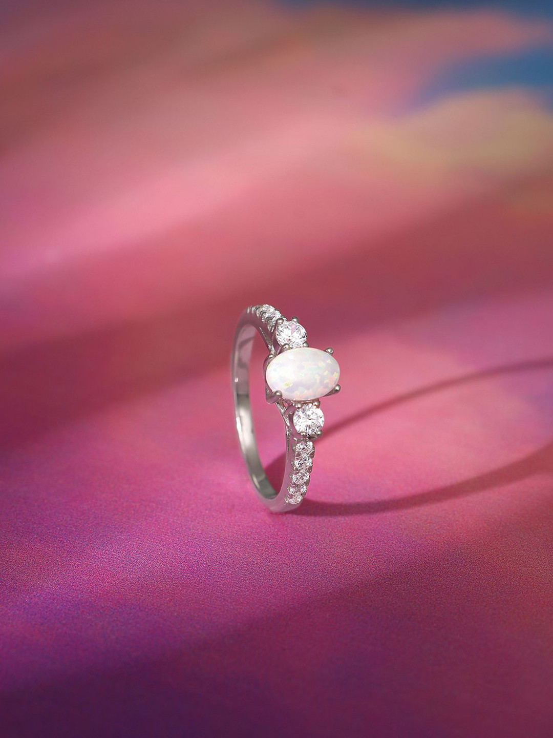 GIVA 925 Sterling Silver Rhodium-Plated Stone-Studded You Are Awesome Finger Ring