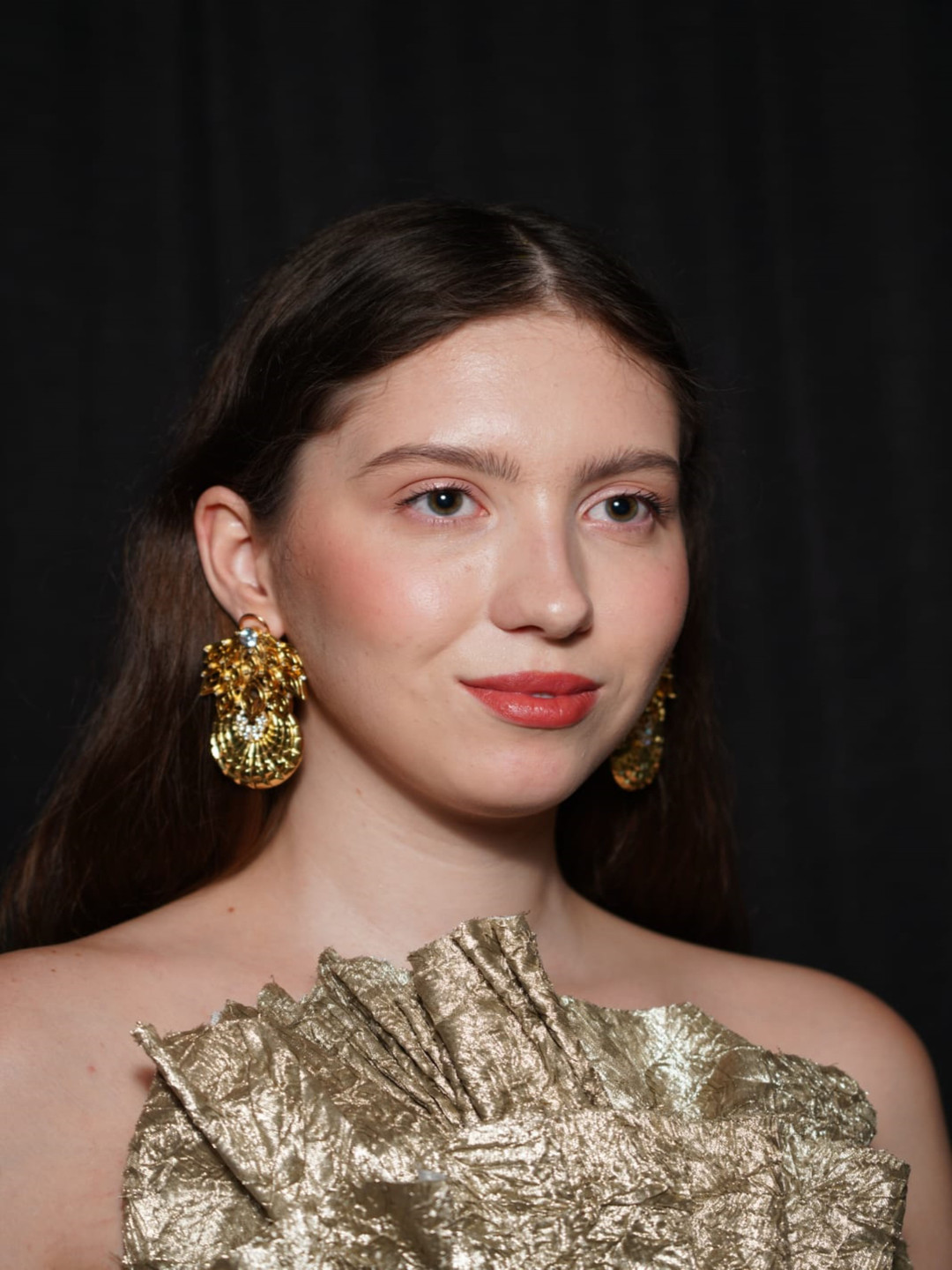 GAURISH BESPOKE JEWELLERY Gold-Plated Zircon Stone Studded Contemporary Drop Earrings