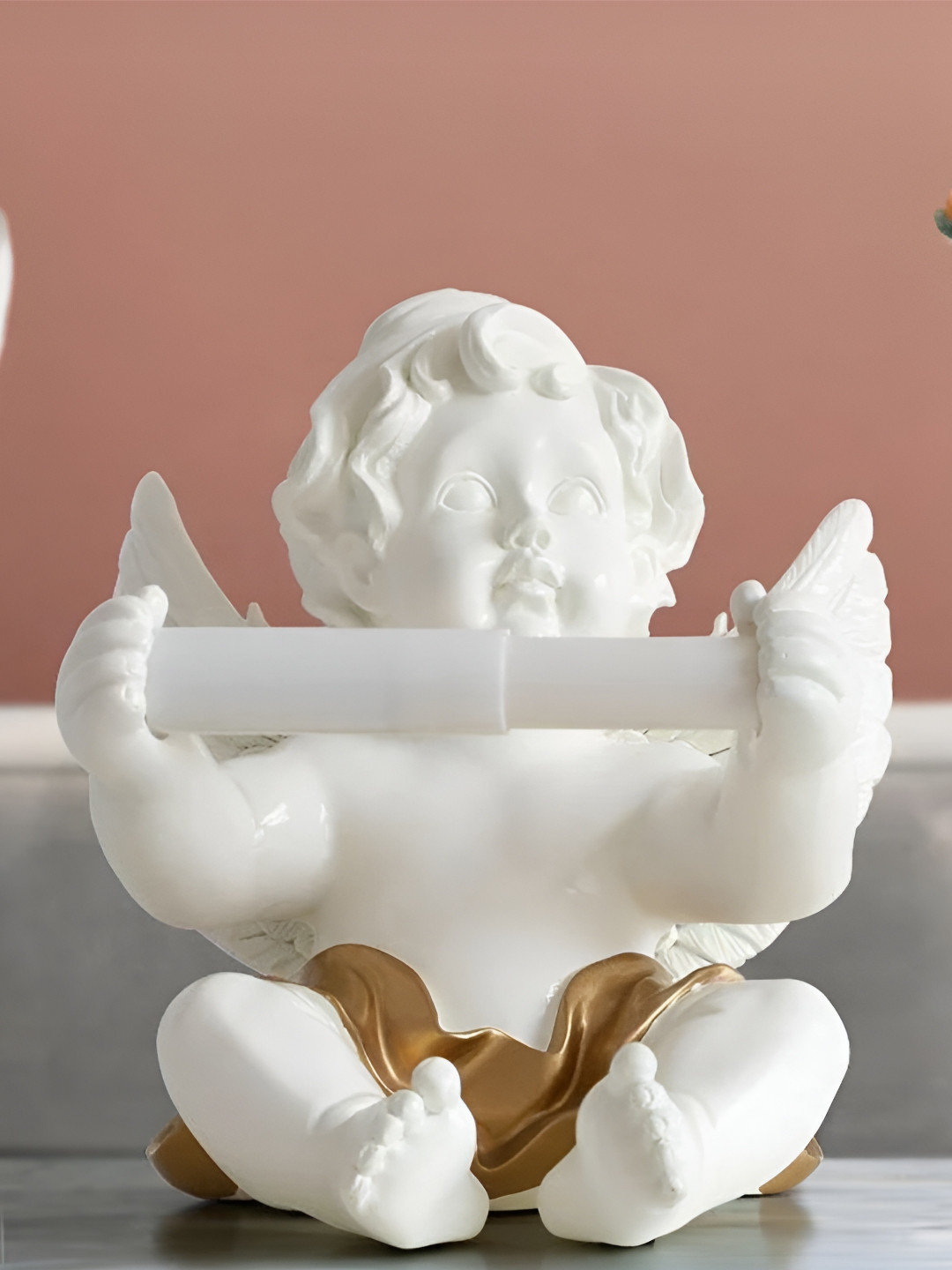 SMOKEY COCKTAIL White & Gold-Toned Angel Tissue Holders