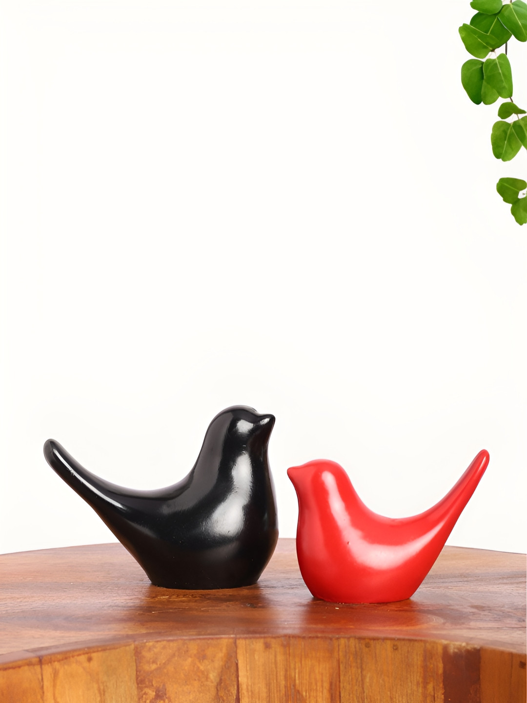 INTERNATIONAL GIFT Bird Red Polyresin Glossy Home Office Set of 2 Small Showpieces - 4 Inches