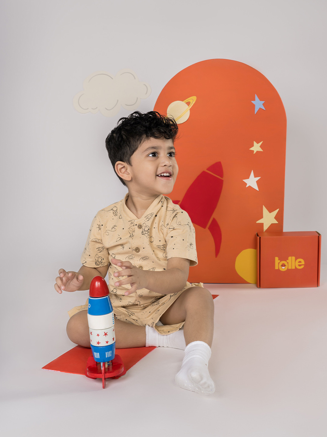 Totle Boys Spread Collar Conversational Printed Cotton Casual Shirt