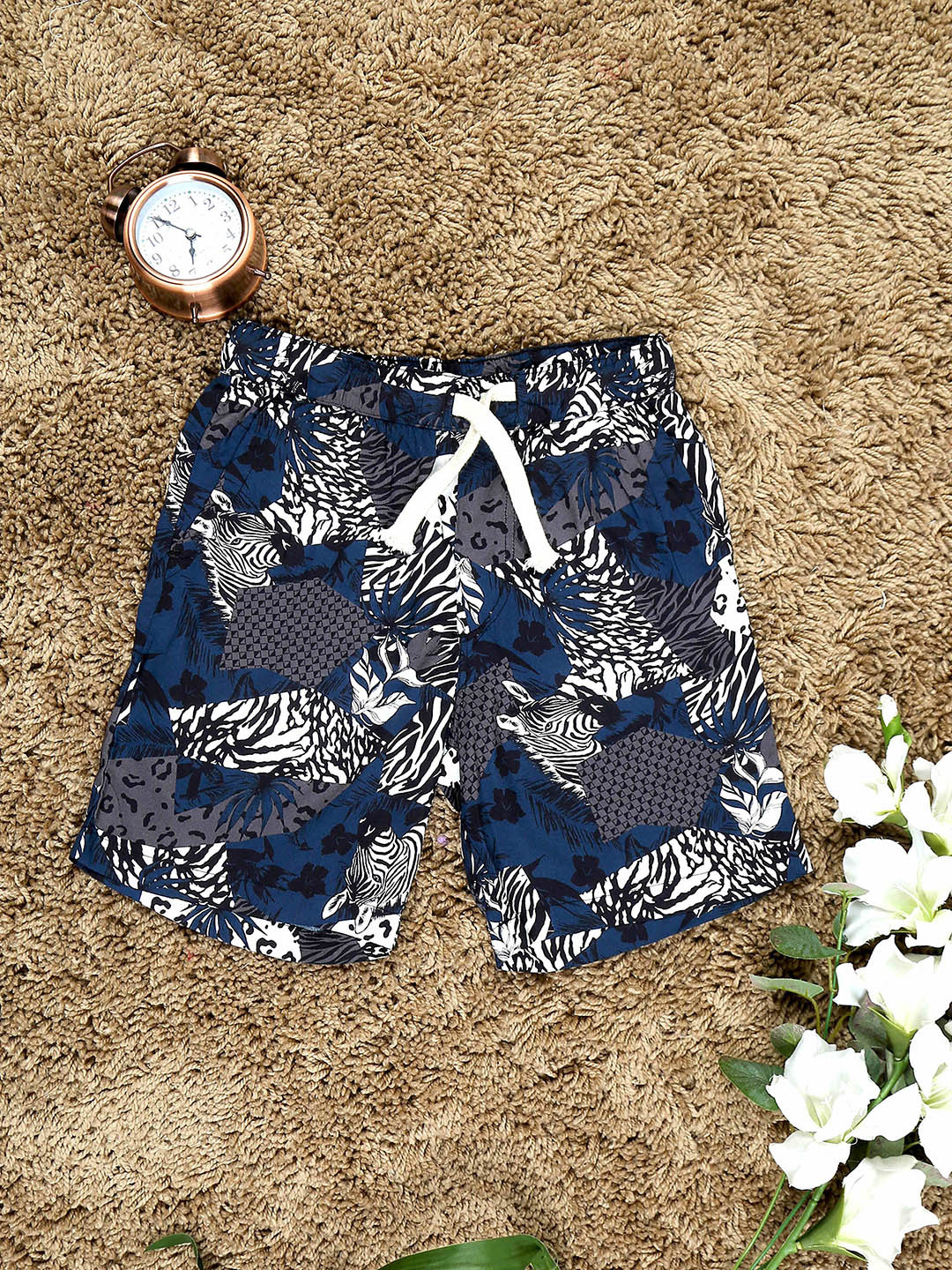 The Lion and The Fish Boys Zebra Printed Relaxed Fit Short