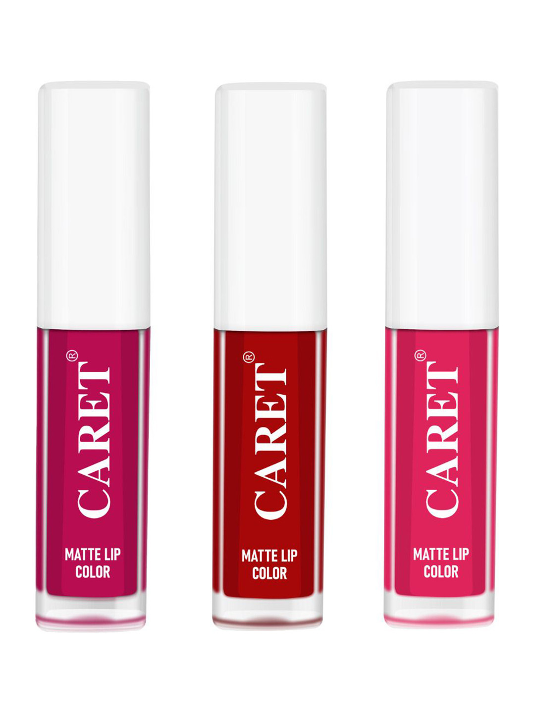 CARET ORGANIC Set Of 3 Super-Pigmented Liquid Matte Lipsticks - 2 ml Each - 5-3-4