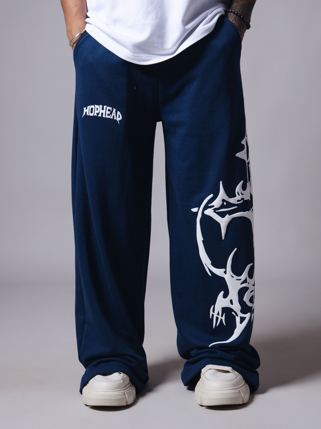 HOP HEAD Men Cross Printed Mid Rise Track Pant