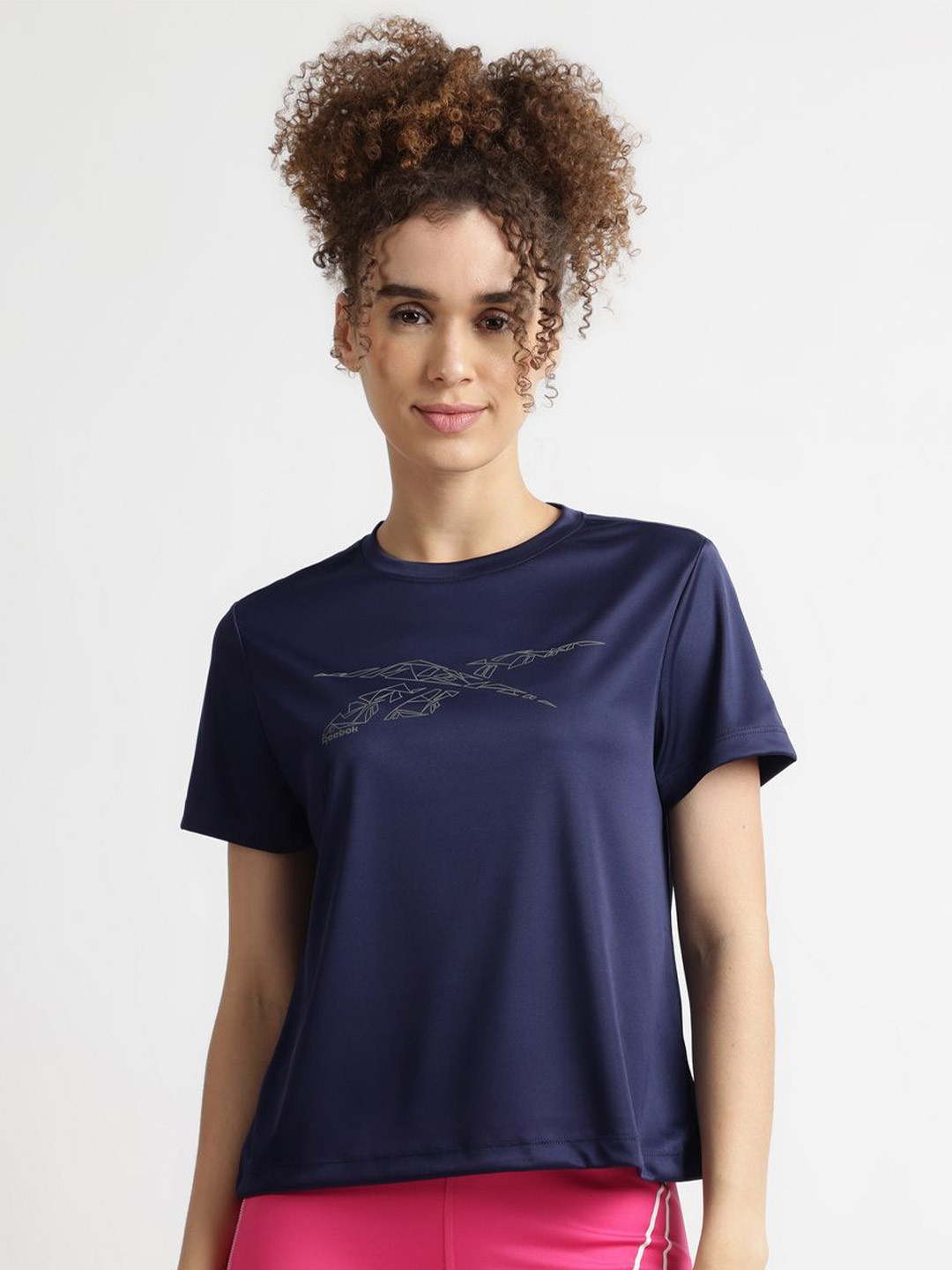 Reebok Women Graphic Printed Short Sleeves Boxy Fit Casual T-shirt