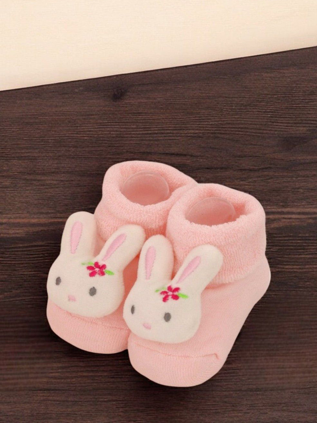 Yellow Bee Girls Blossom Bunny Patterned Cotton Ankle Length Socks