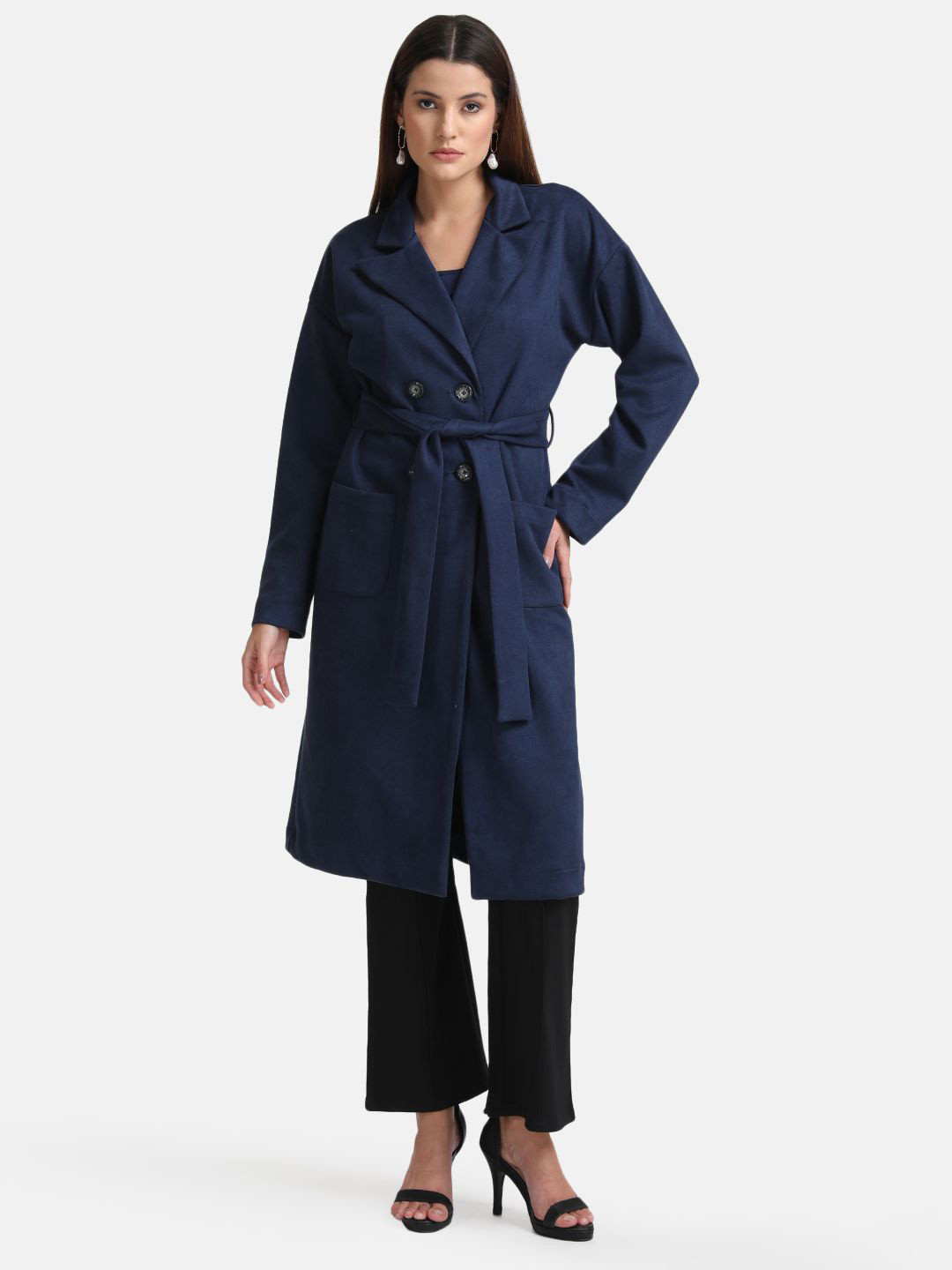 Kazo Women Suede Trench Coat With Belt