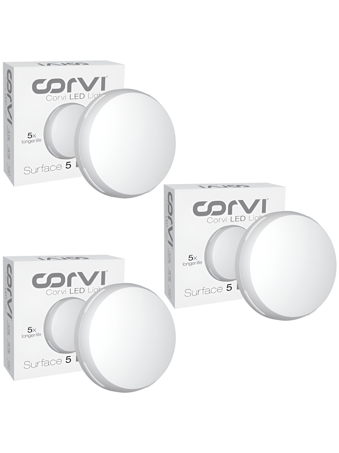 CORVI White 3 Pieces LED Surface 5 18 Watts Ceiling Panel Lights
