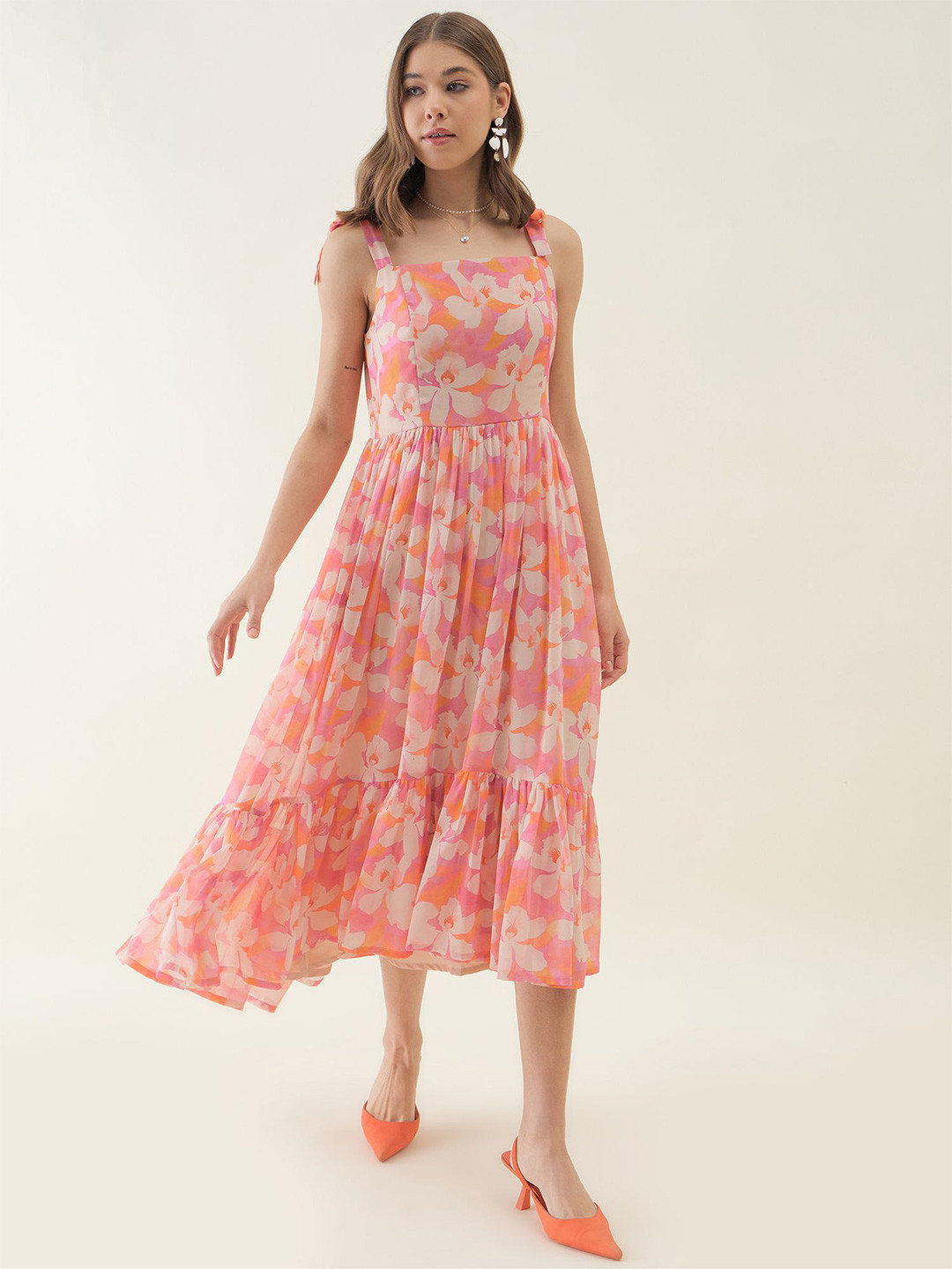 OCTICS Women Floral Printed Fit & Flare Maxi Dress