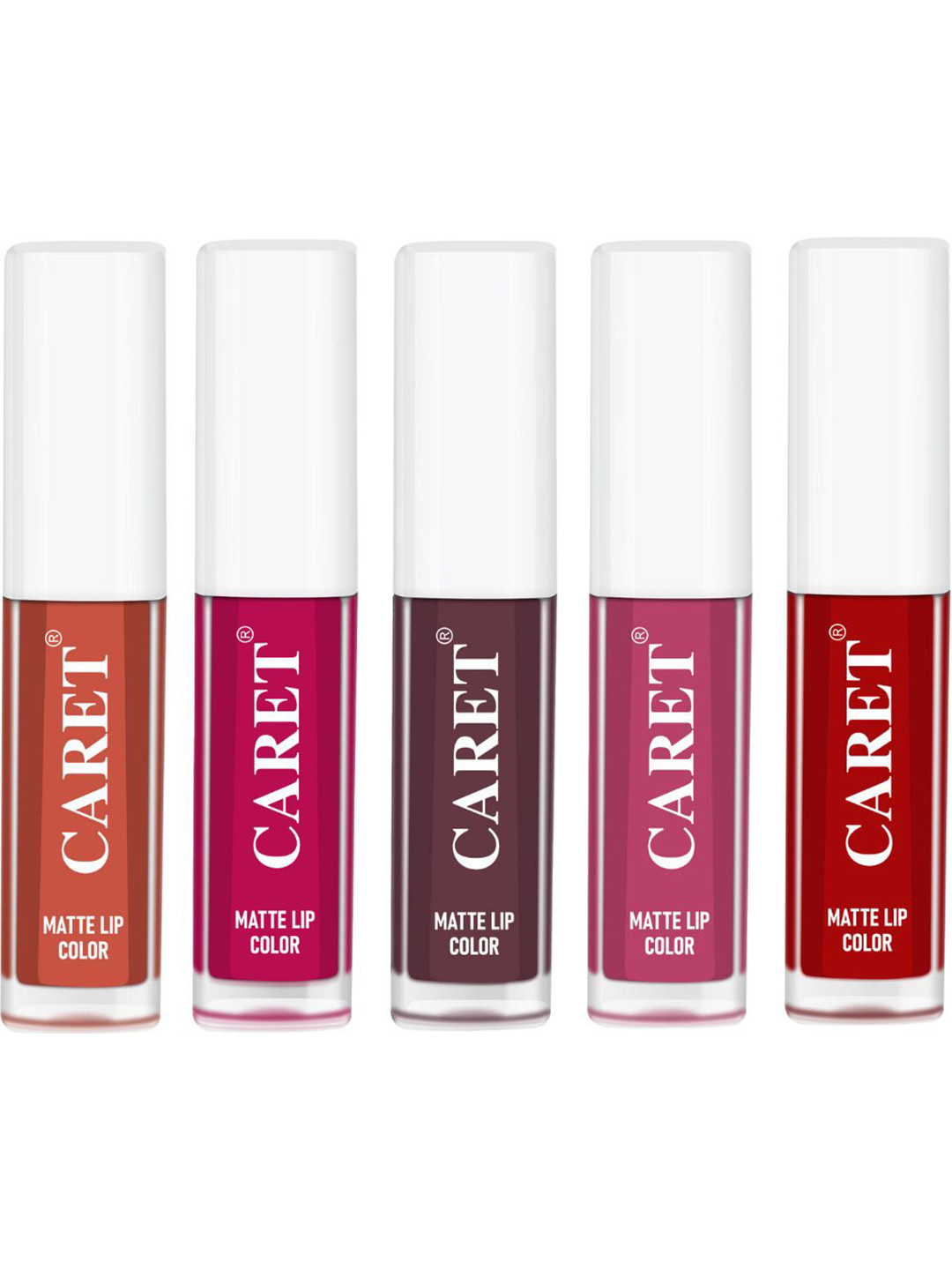 CARET ORGANIC Set Of 5 Super-Pigmented Liquid Matte Lipsticks - 10 ml -6 - 5 - 7 - 8 -3