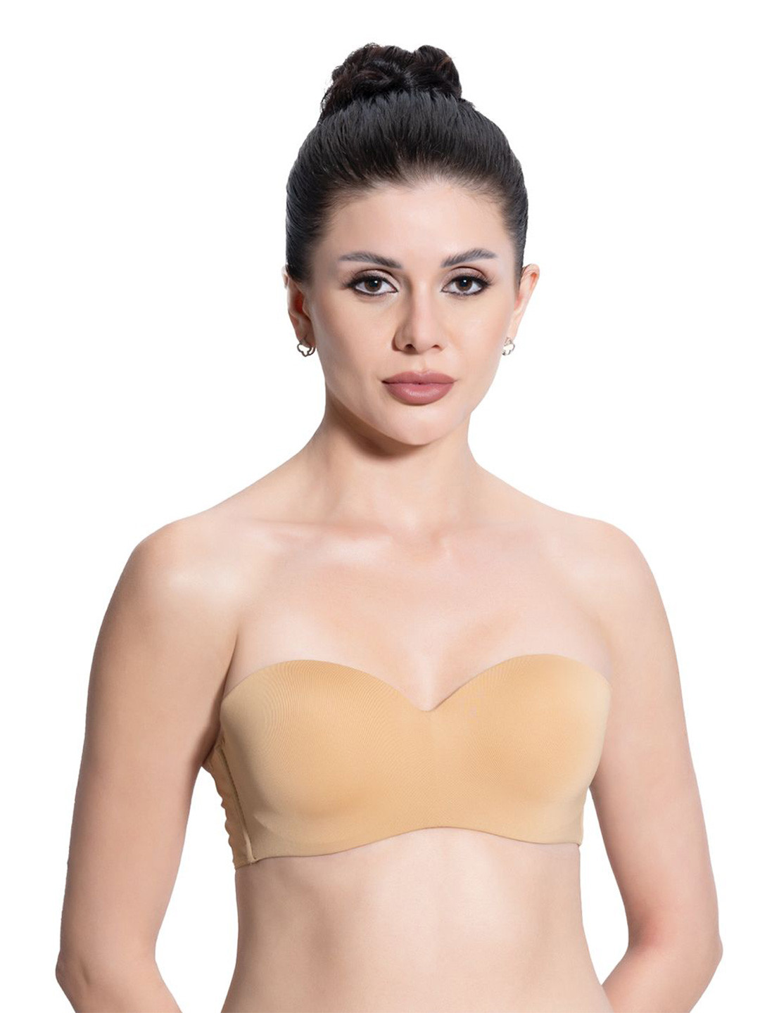 VStar Medium Coverage Underwired Lightly Padded Bandeau Bra with Transparent Strap