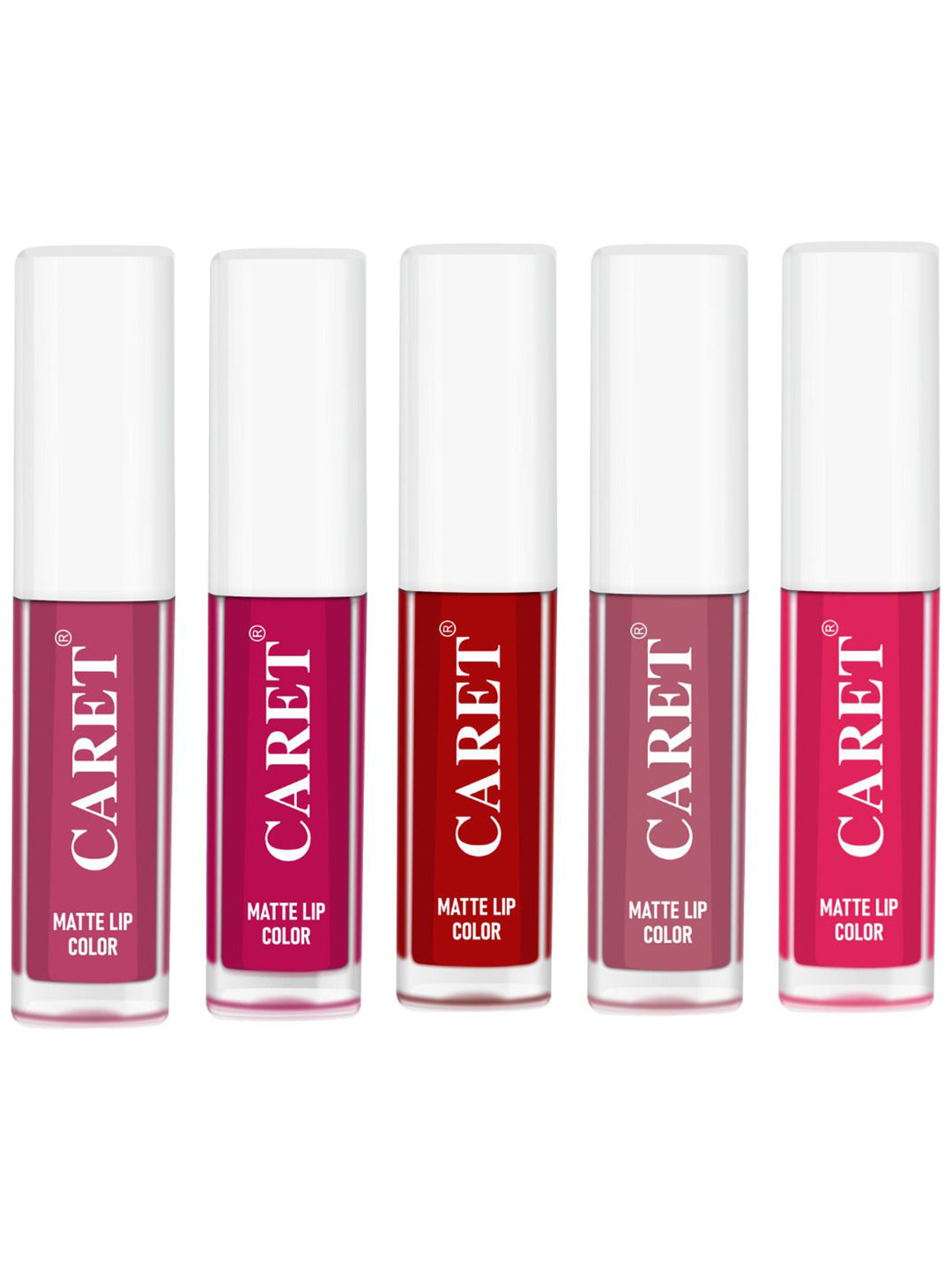 CARET ORGANIC Set Of 5 Super-Pigmented Liquid Matte Lipsticks -10 ml -8 -5 -3 -2 -4