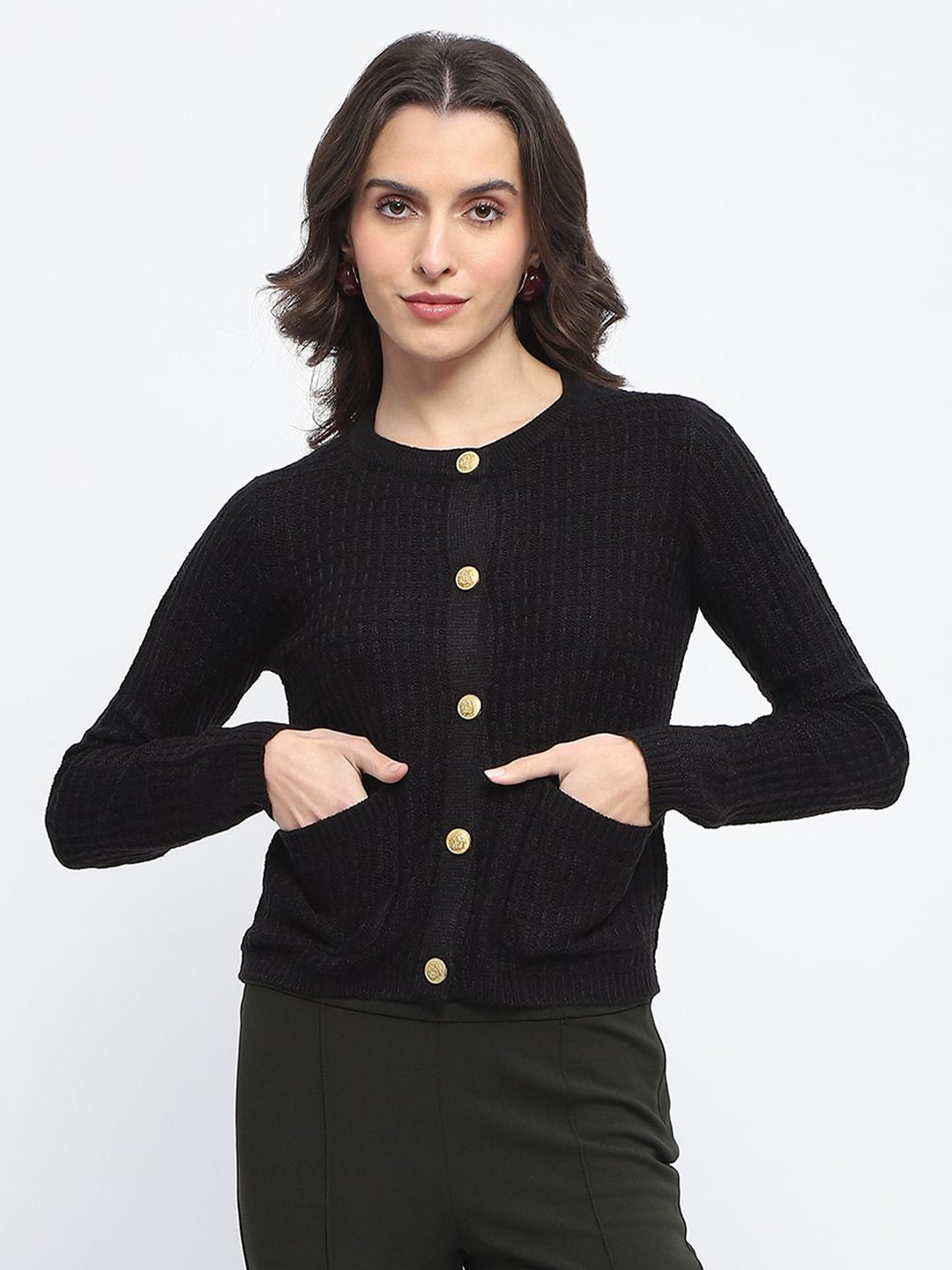 Madame Women Round Neck Cardigan
