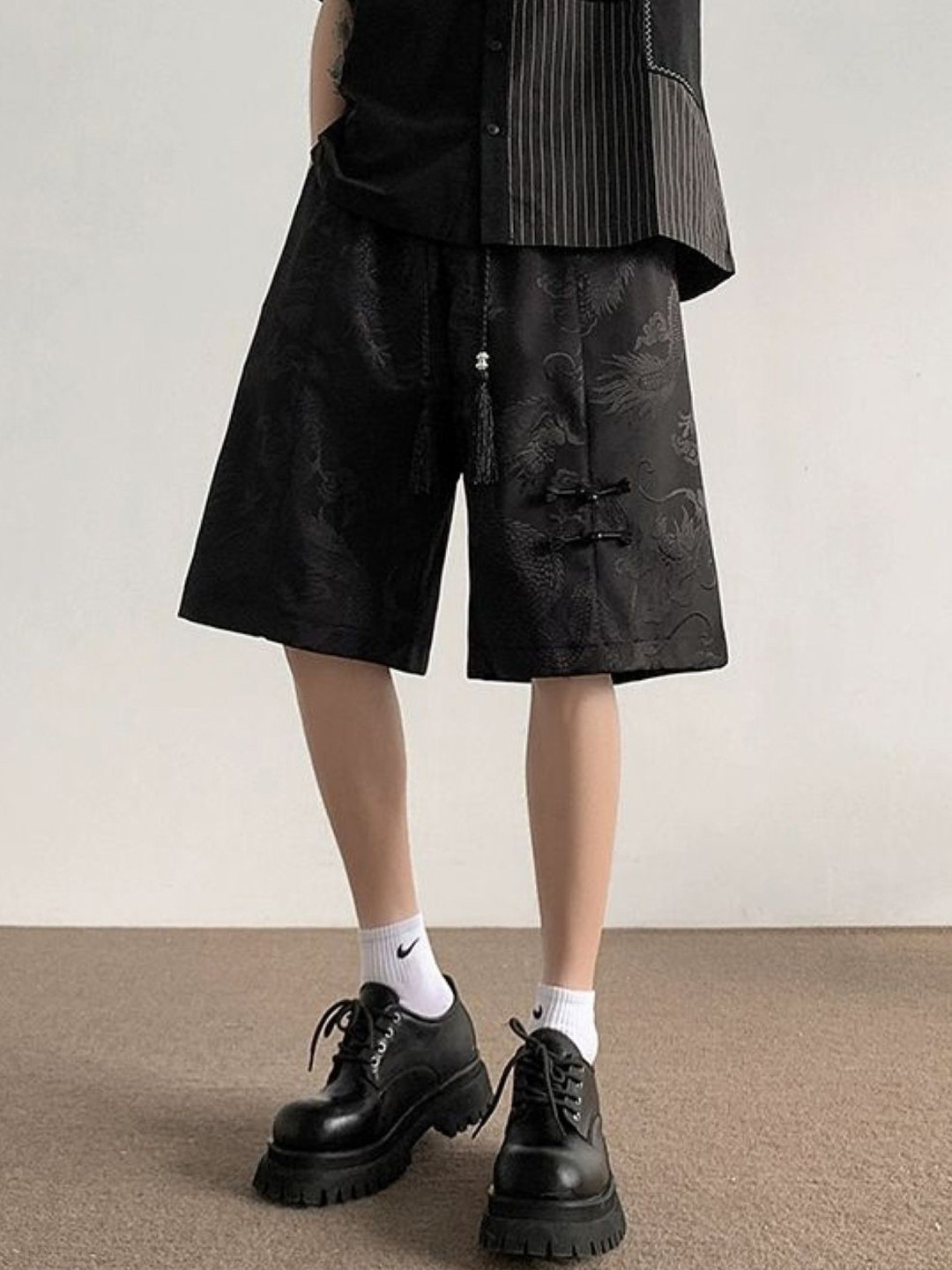 StyleCast Men Black Self Design Knee Length Shorts