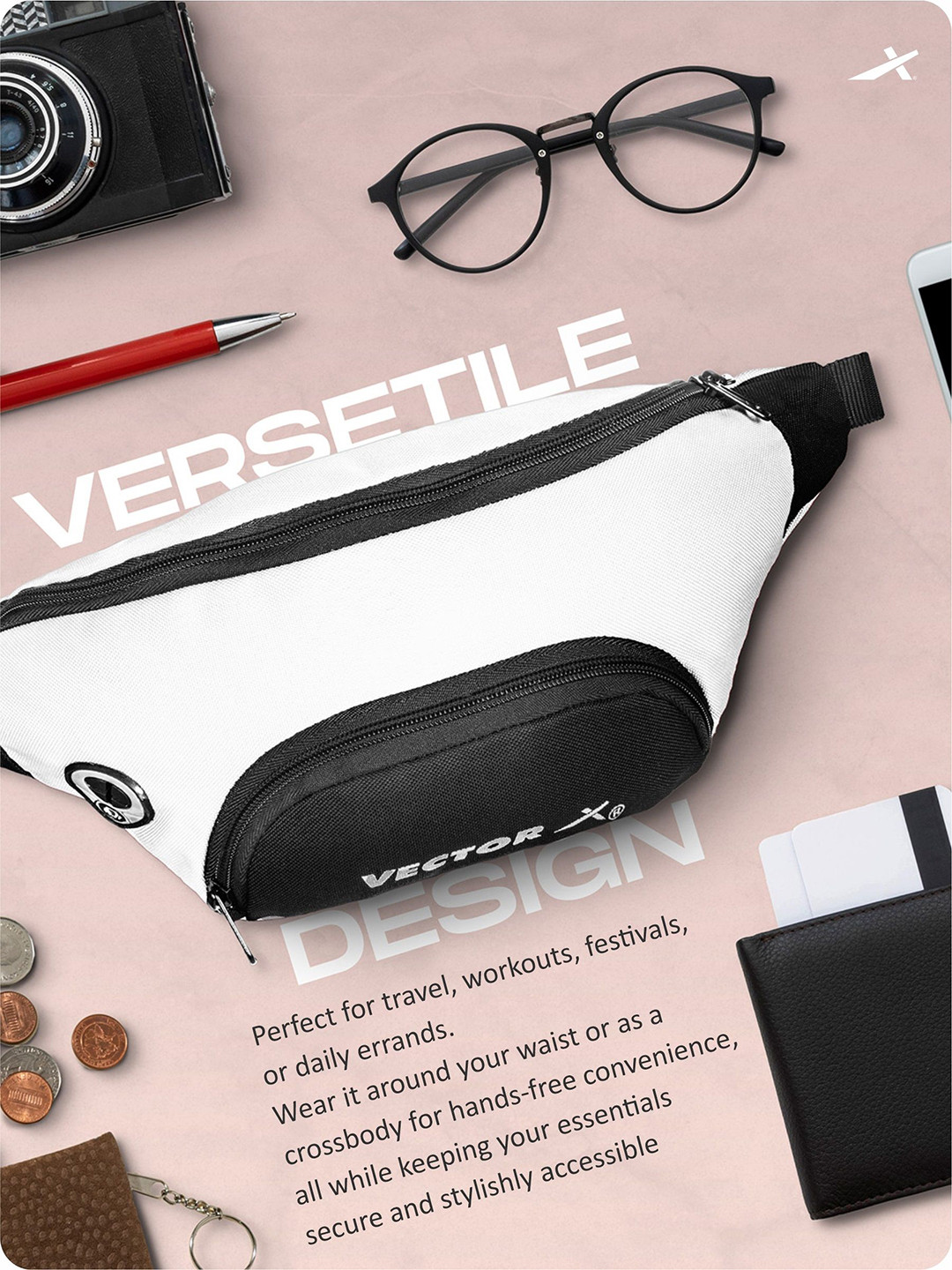 VECTOR X Unisex Fanny Colourblocked Waist Pouch