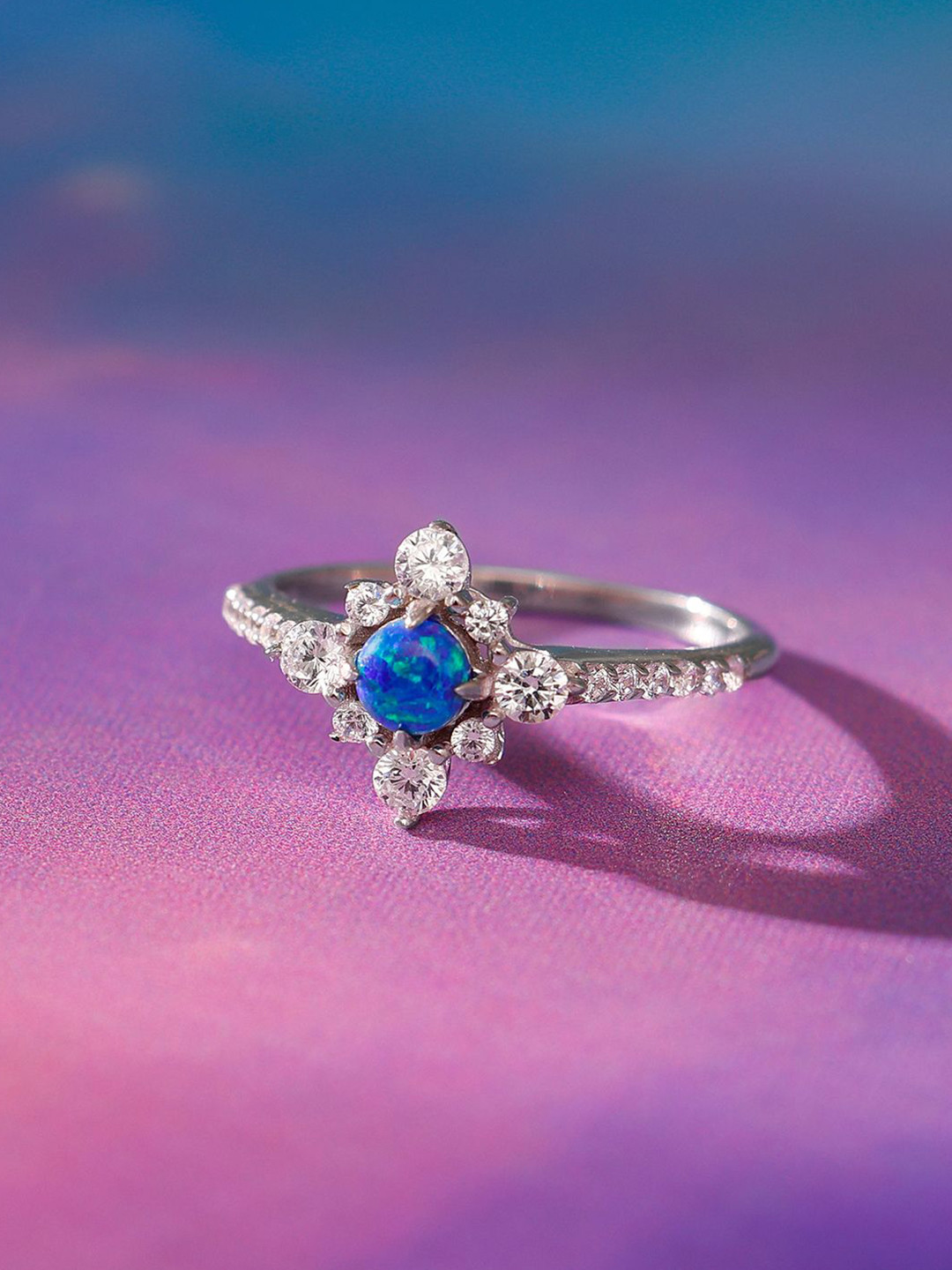 GIVA 925 Sterling Silver Rhodium-Plated Zirconia Studded You Go Girl Finger Ring