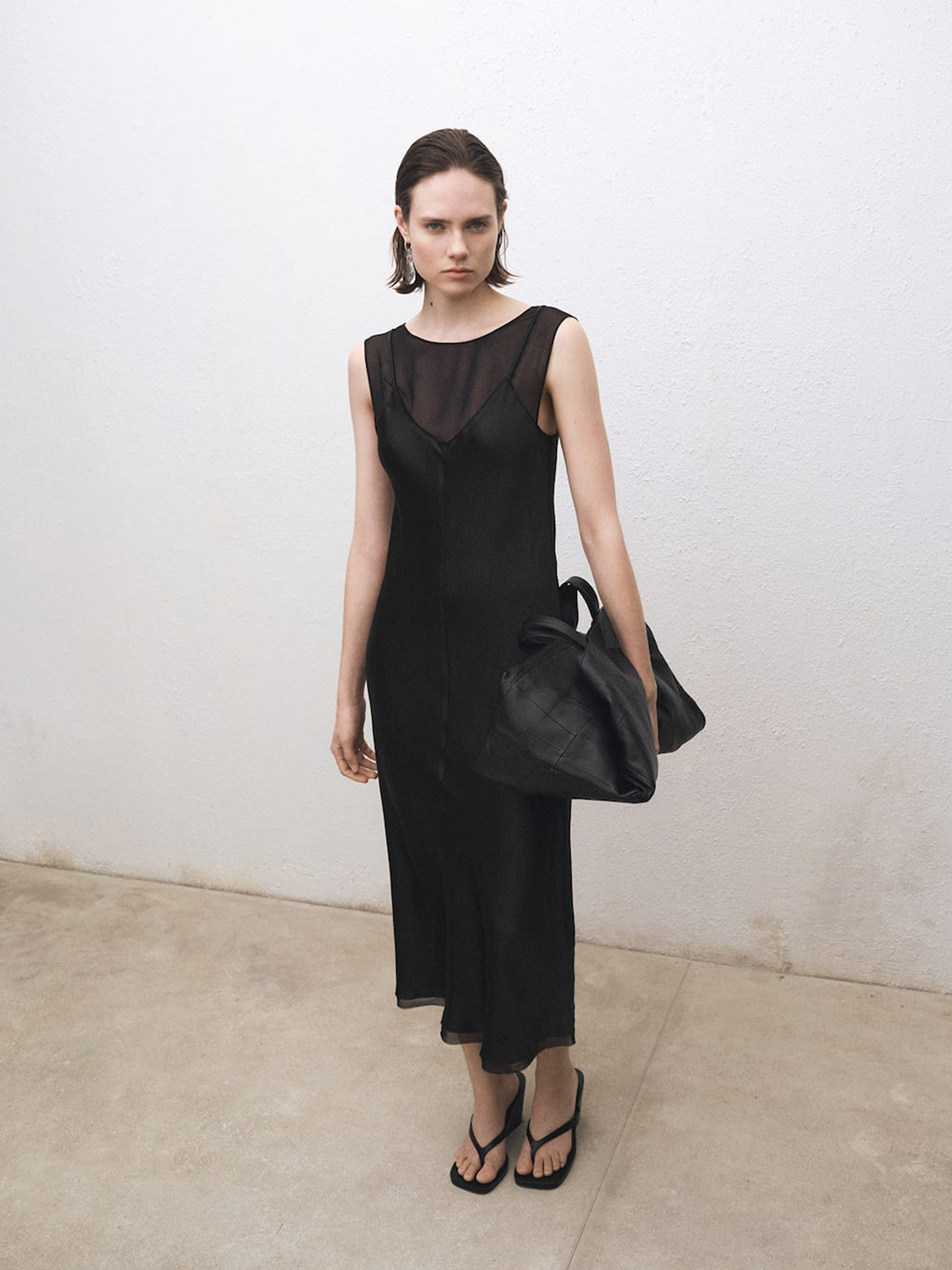 MANGO SELECTION Sheen Finish A-Line Midi Dress