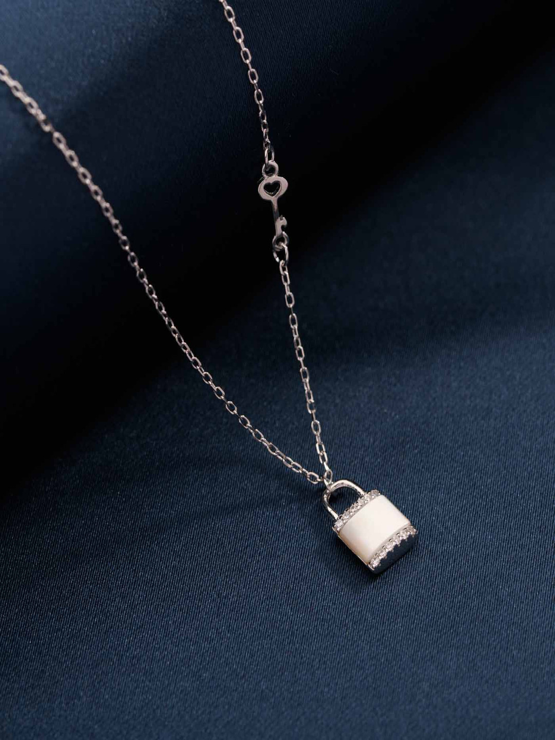 Gargi by P. N. Gadgil & Sons 925 Sterling Silver Artificial Stone Studded Minimal Necklace