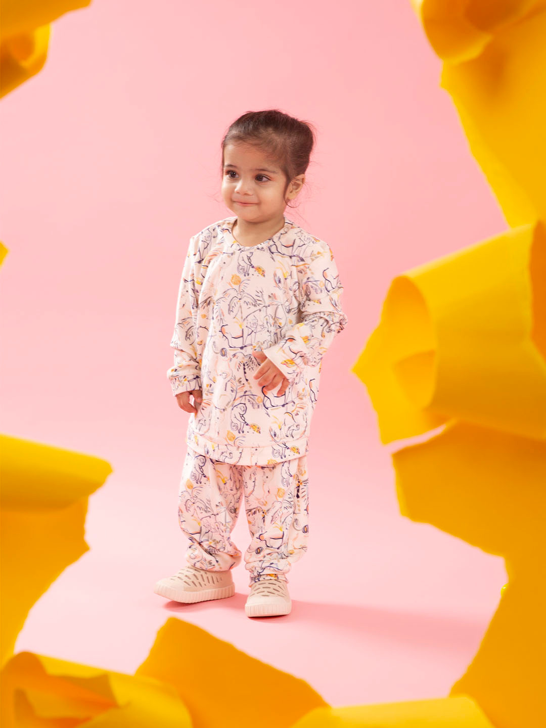 THE BABY TRUNK Pack of 2 Printed Velour Full Sleeve Clothing Set