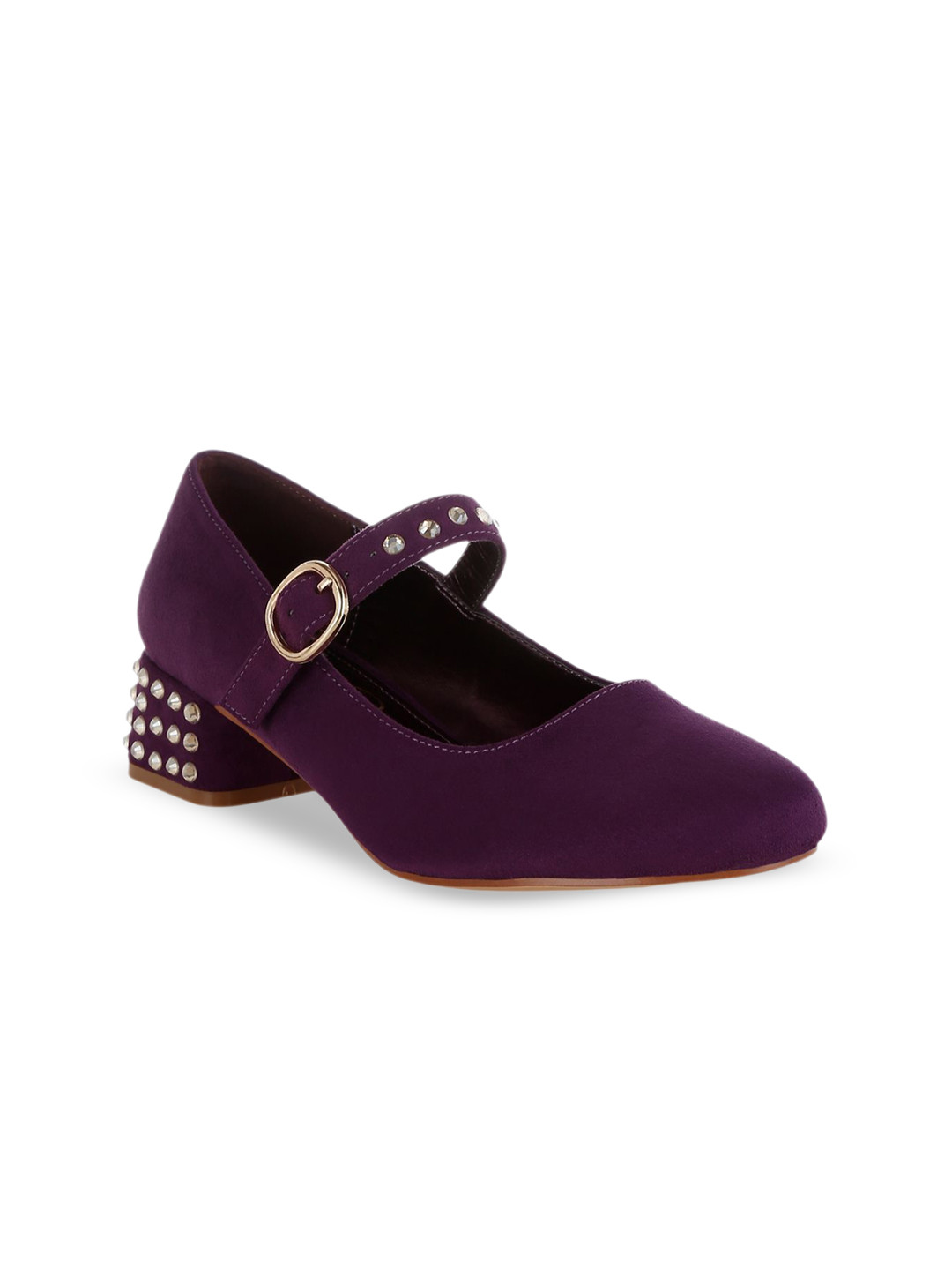 London Rag Embellished Block Pumps with Buckles